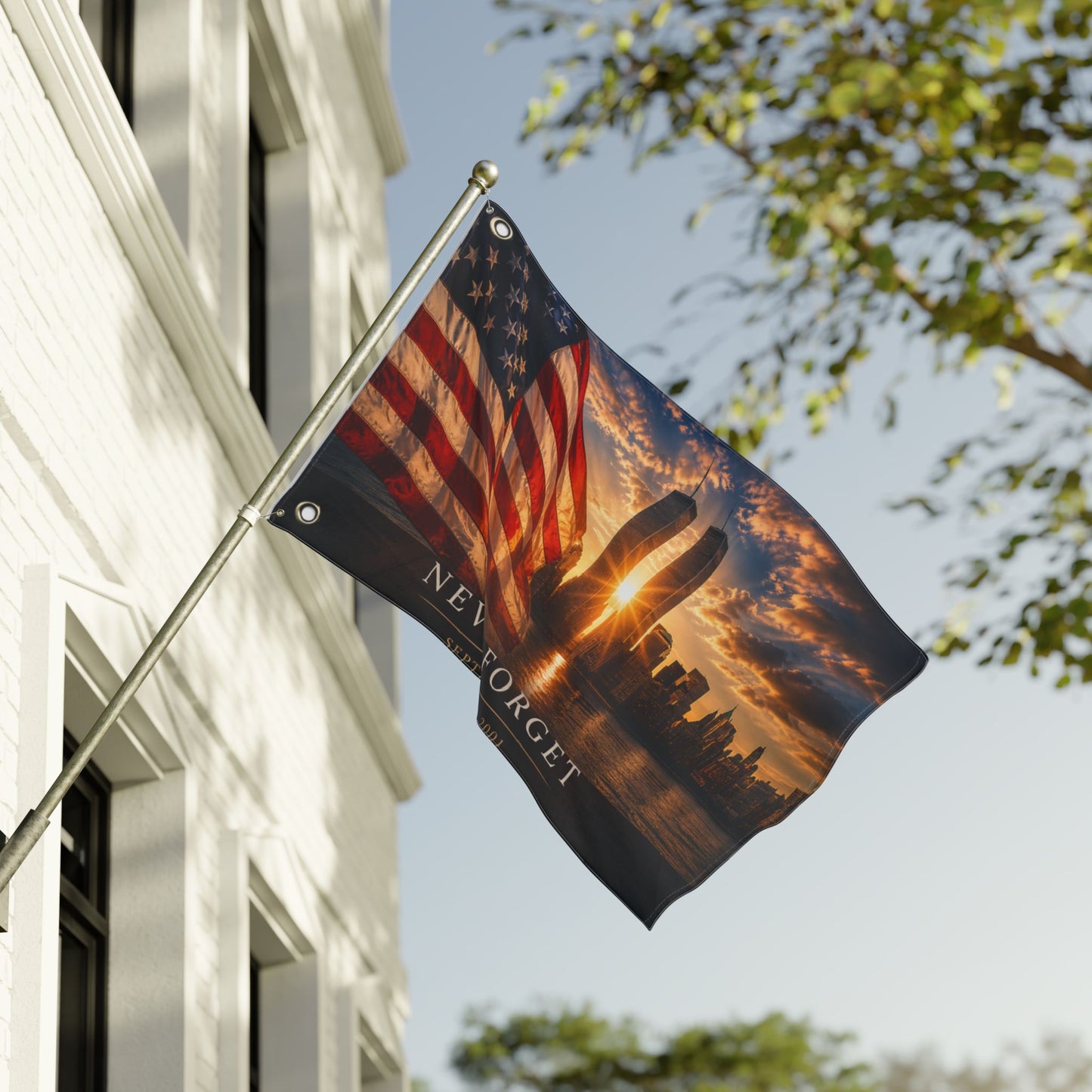 Never Forget September 11 Double-Sided Garden Flag | Twin Towers Memorial | Patriotic Flag