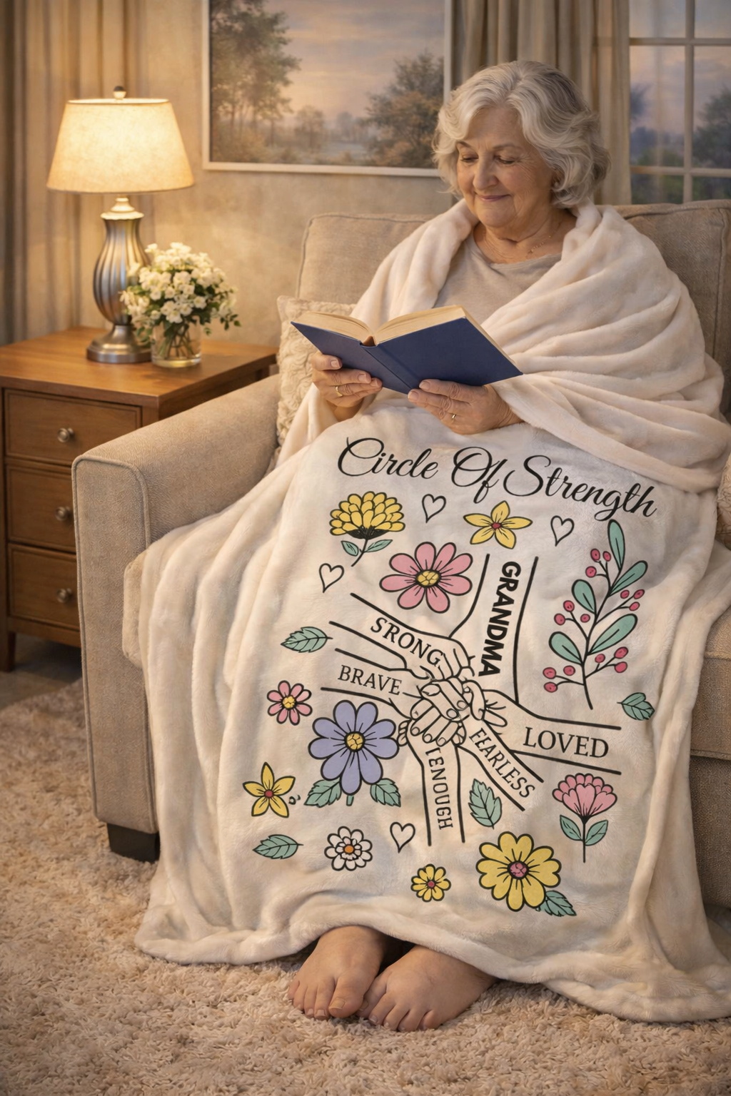 Circle of Strength Blanket – Gift for Grandma | Cozy Throw 50x60 & 60x80