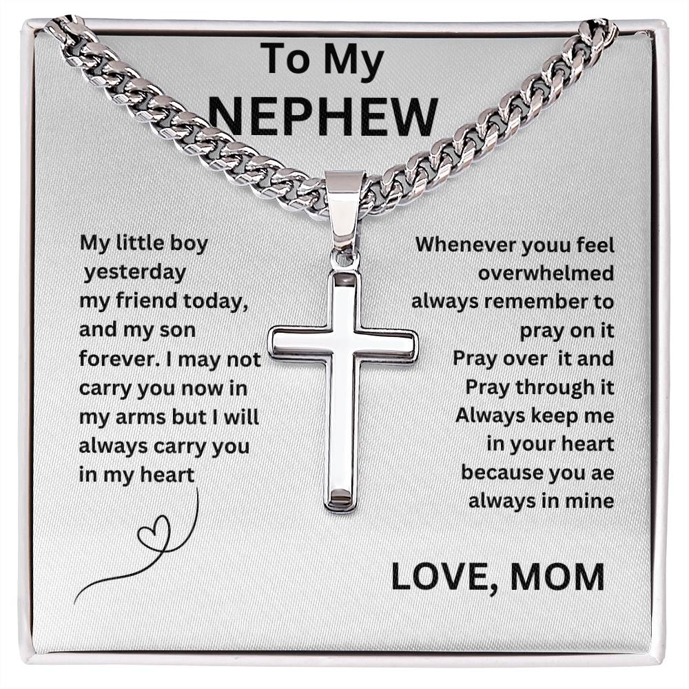 To My Dearest Nephew Cross Chain Necklace, Gift For Graduation ,Gift For Birthday, Decorative Accessories