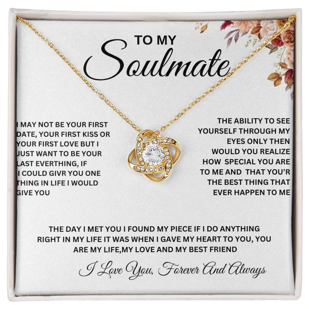 To My Soulmate Necklace, To My Beautiful Soulmate Love Knot Necklace