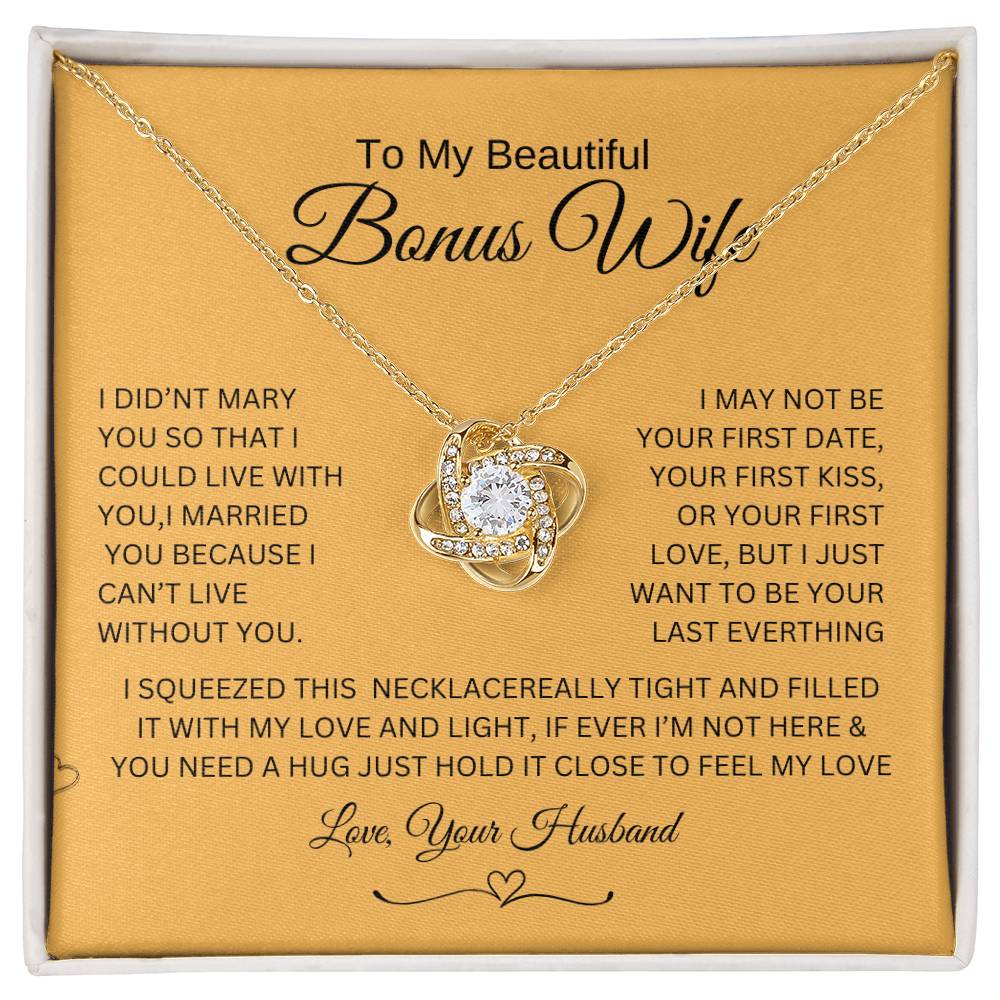 Love knot Necklace To My Beautiful Wife, Gift For Mom Mom's Birthday, wedding Gift