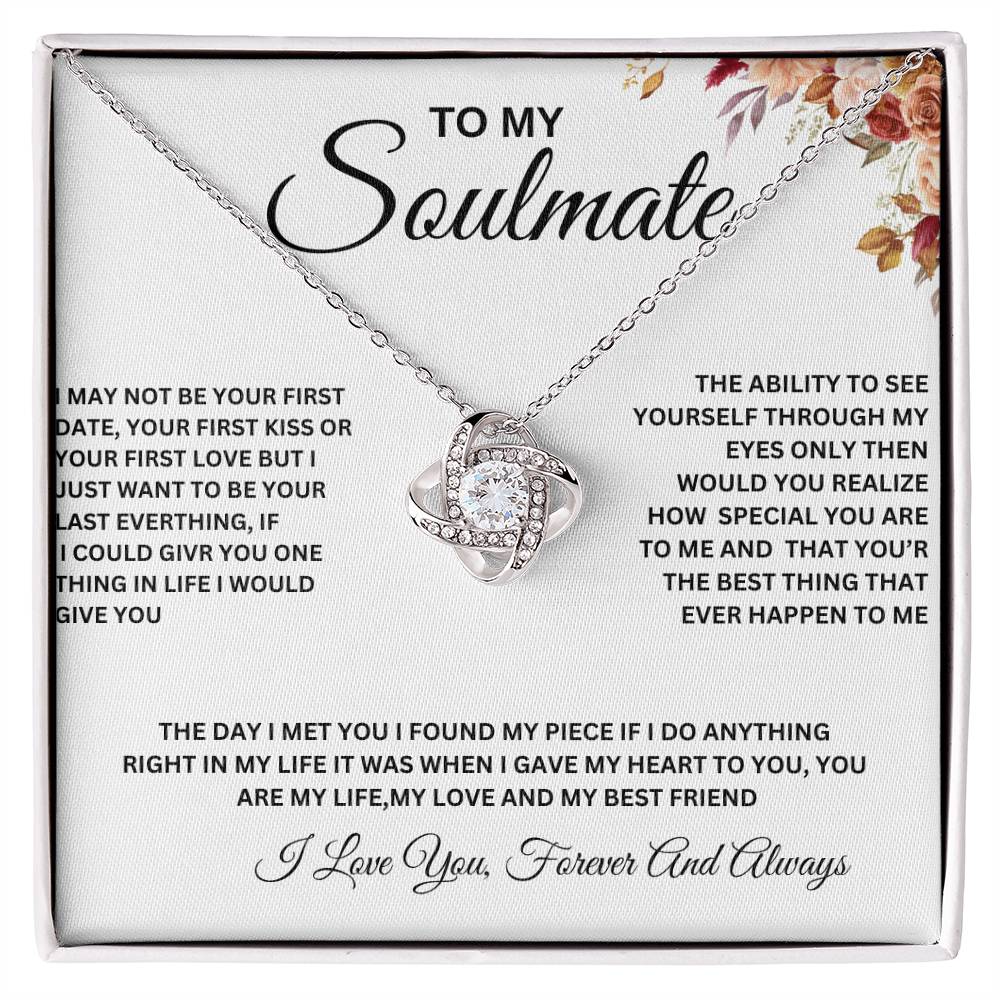 To My Soulmate Necklace, To My Beautiful Soulmate Love Knot Necklace