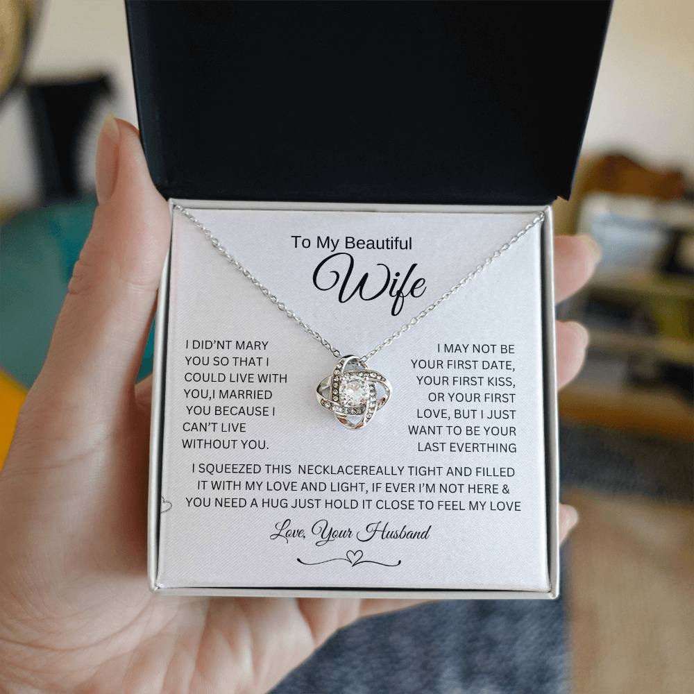 Love knot Necklace To My Beautiful Wife, Gift For Mom Mom's Birthday
