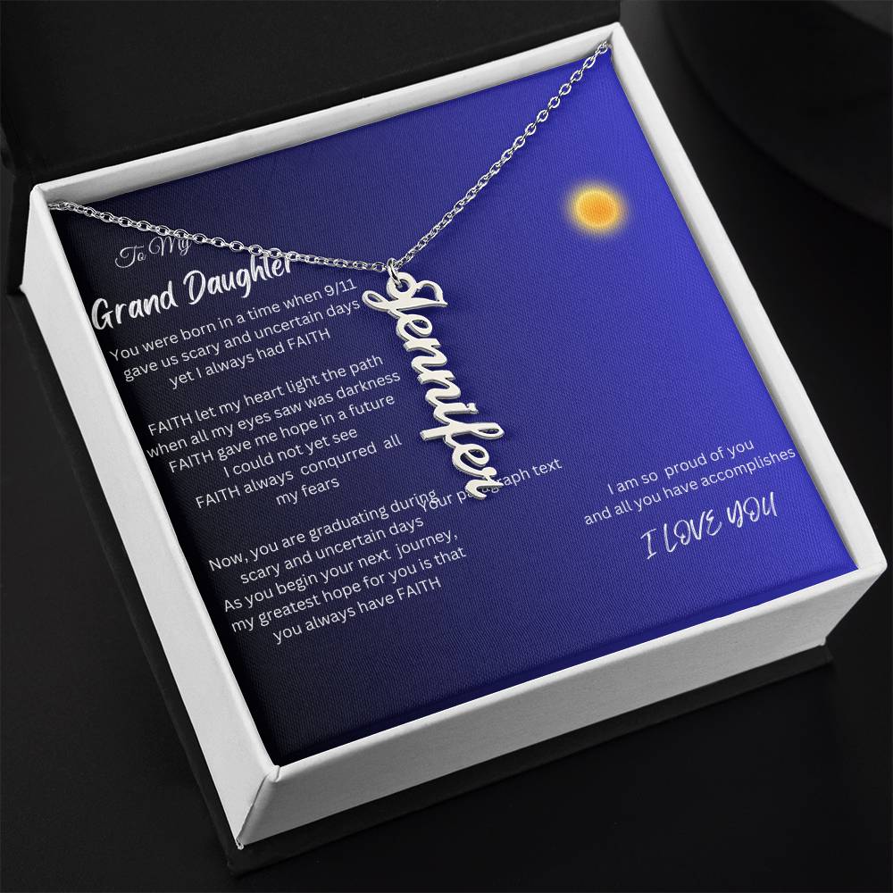 Vertical Name Necklace, Gift For Daughter ,Gift For Grand Daughter