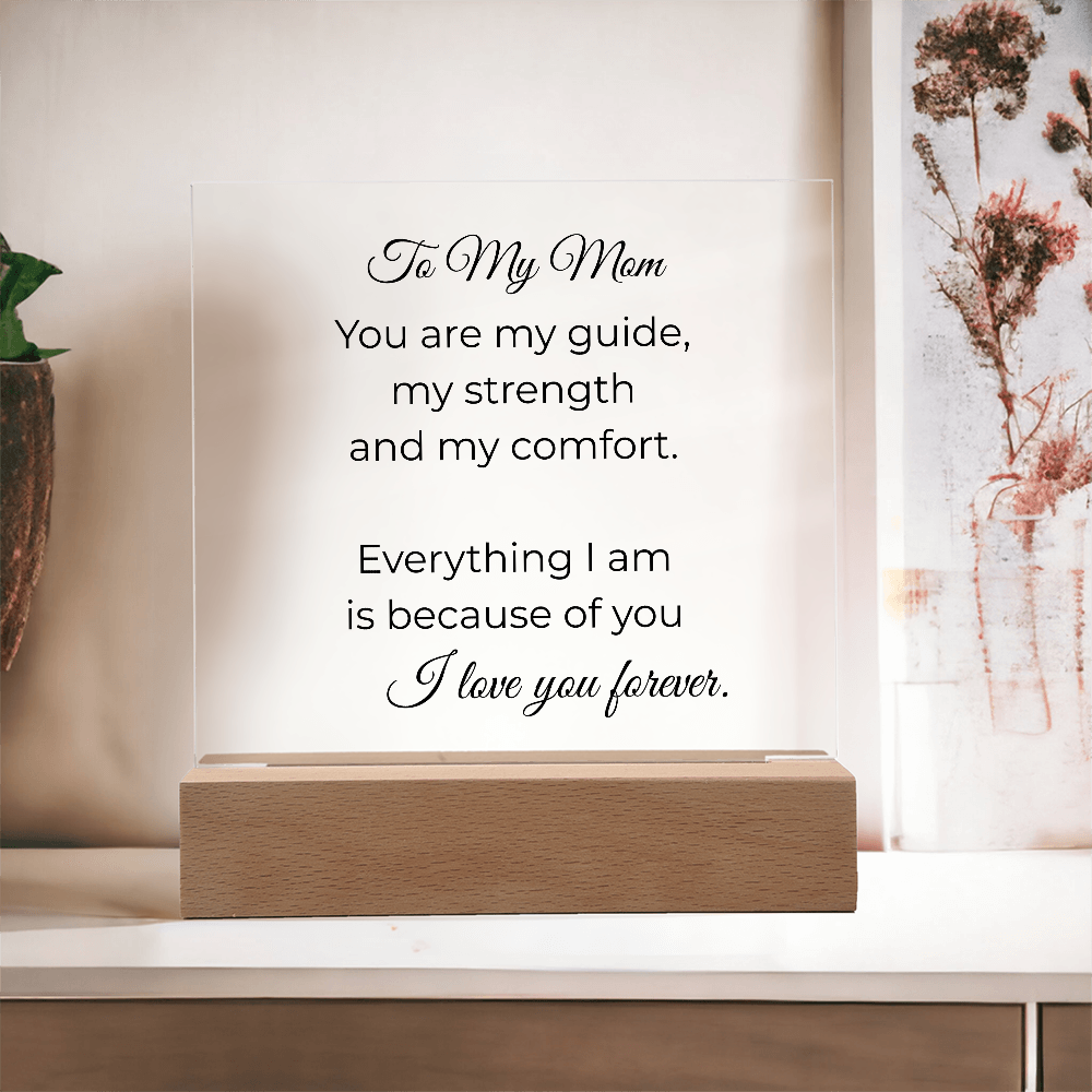 To My Mom – Engraved Crystal Plaque Gift From Son or Daughter