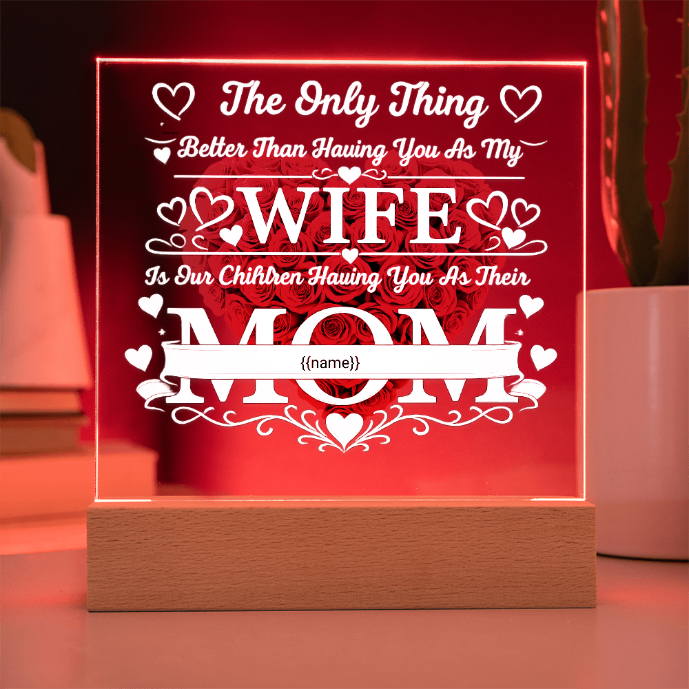 “Personalized LED Light Plaque for Mom – A Custom Gift from the Kids