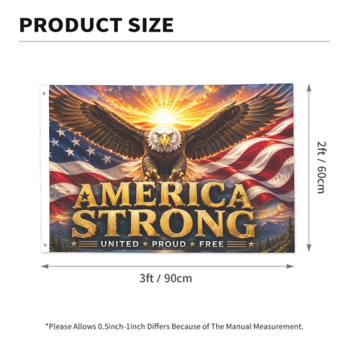 America Strong Patriotic Eagle Flag – Double-Sided Outdoor Decor