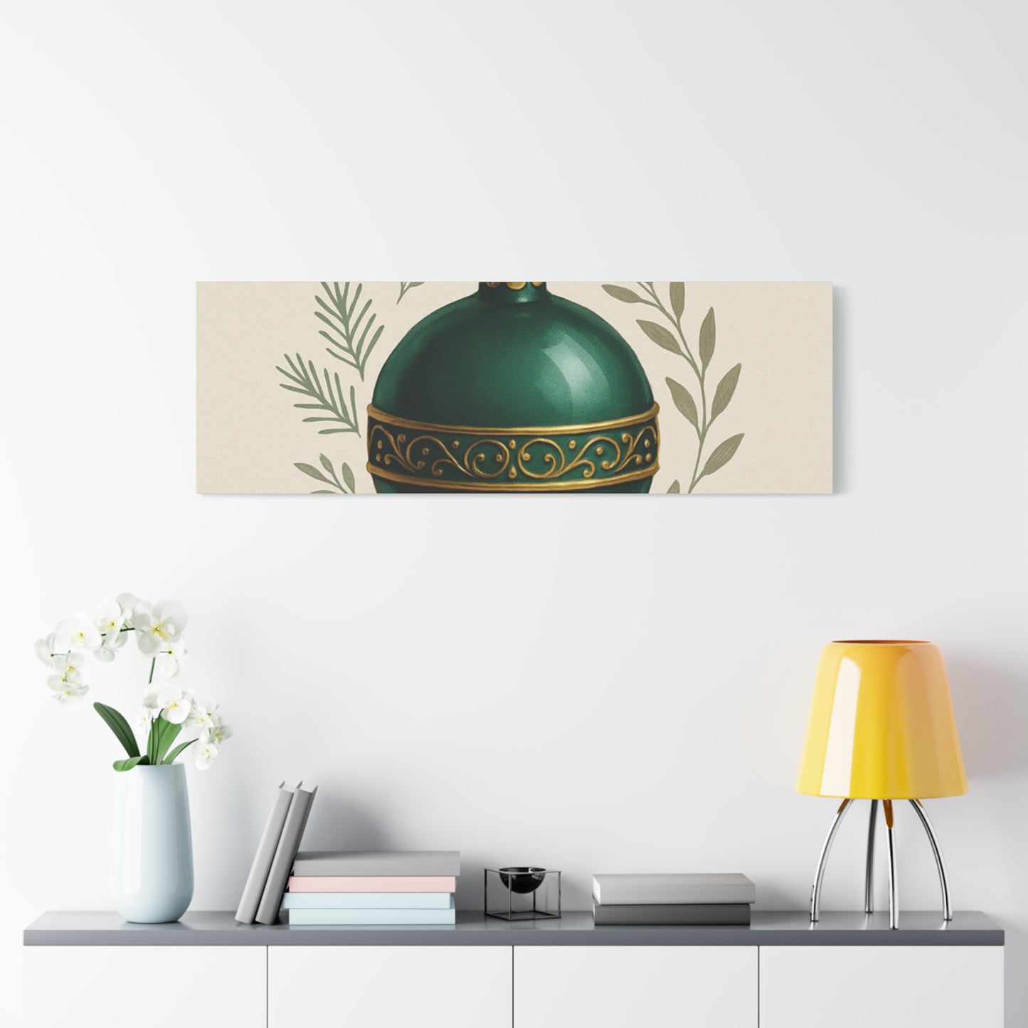Canvas Wall Art — "Timeless Elegance" Green Ornament Holiday Decor