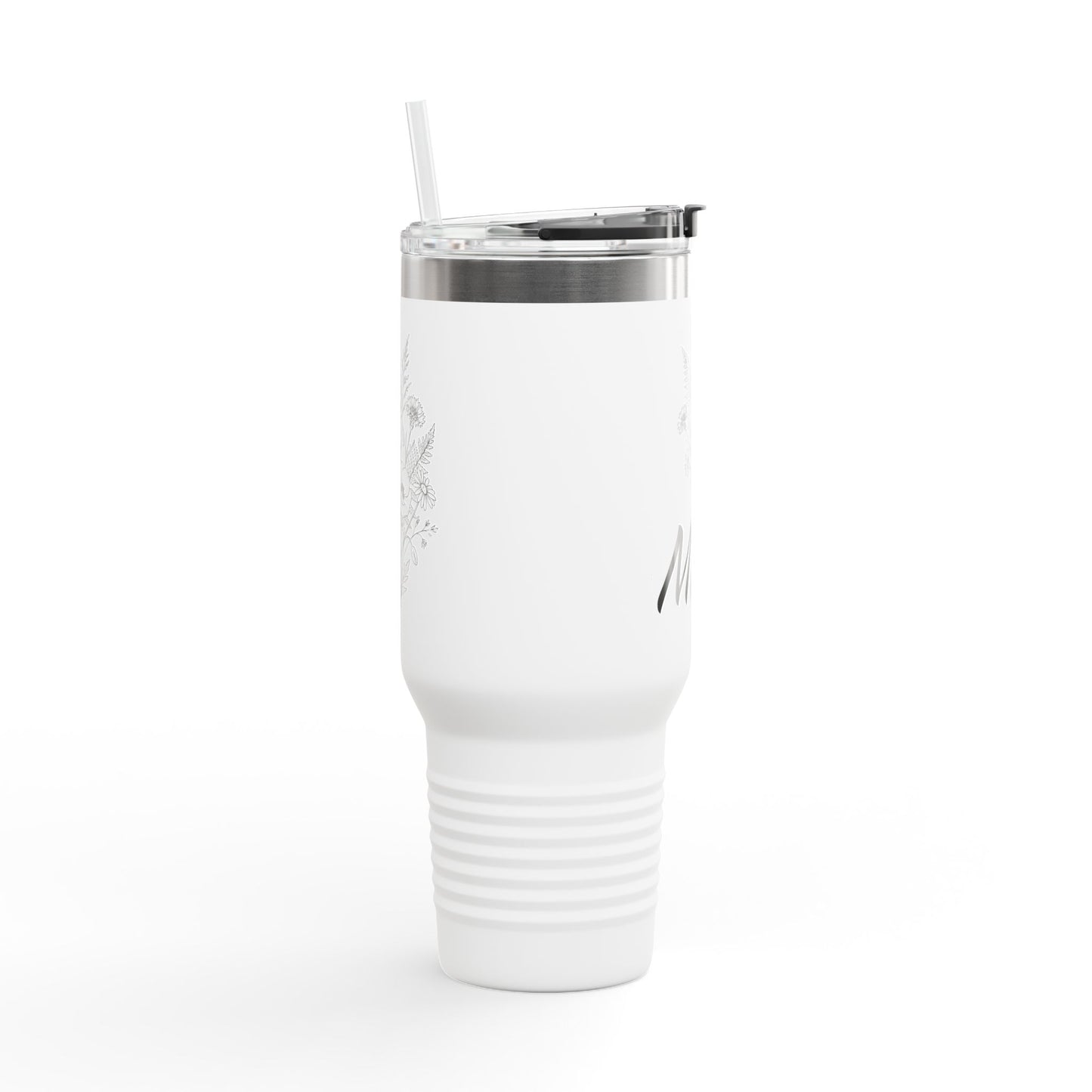 Mom Floral Travel Thumbler — 40oz Insulated Tumbler with Handle