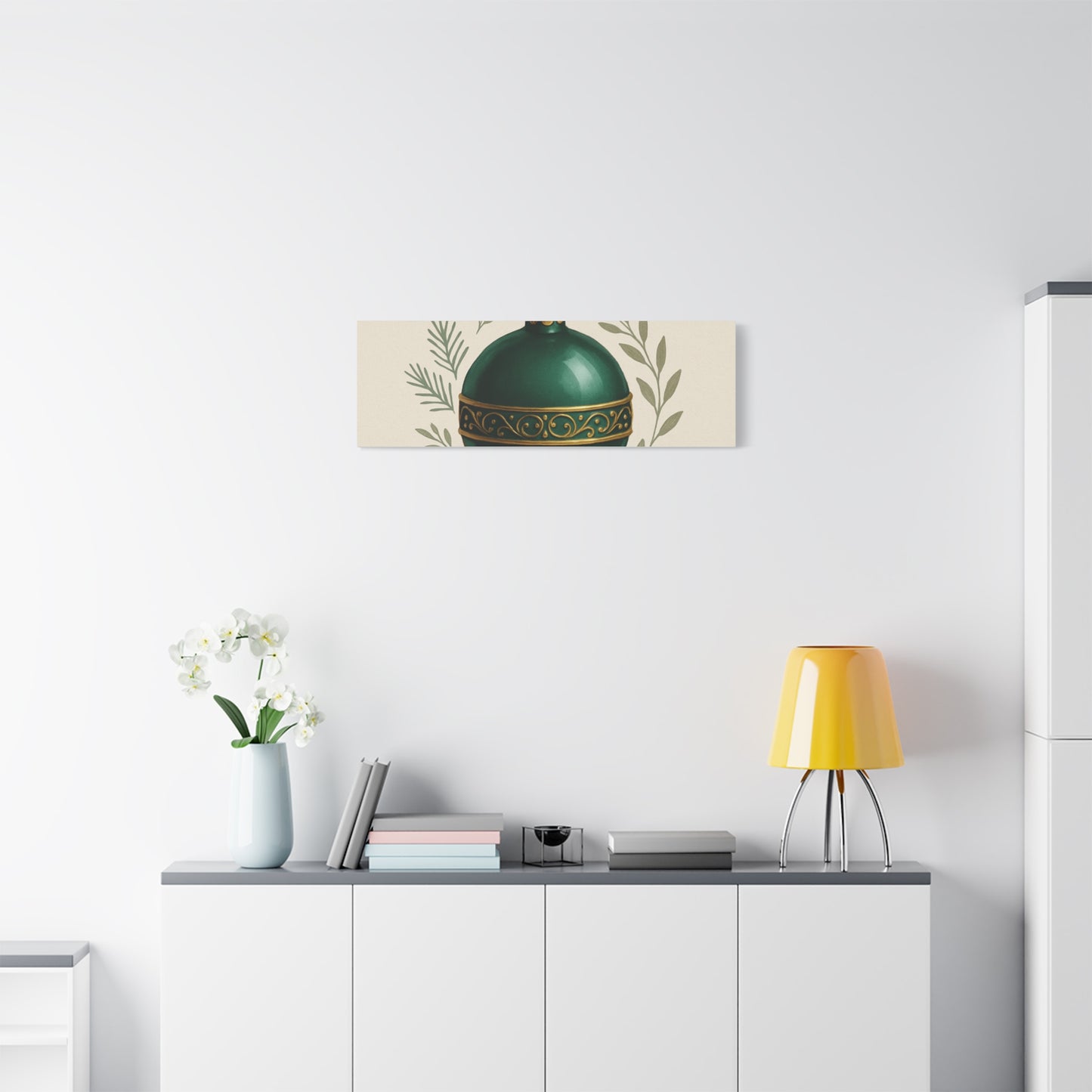 Canvas Wall Art — "Timeless Elegance" Green Ornament Holiday Decor