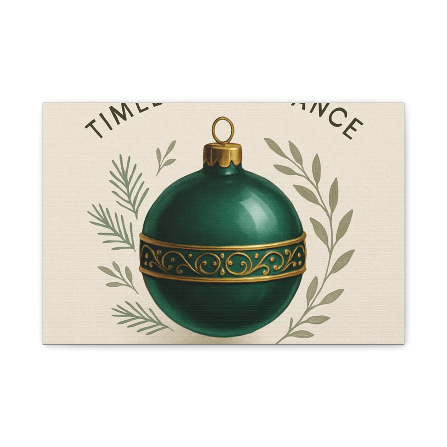 Canvas Wall Art — "Timeless Elegance" Green Ornament Holiday Decor