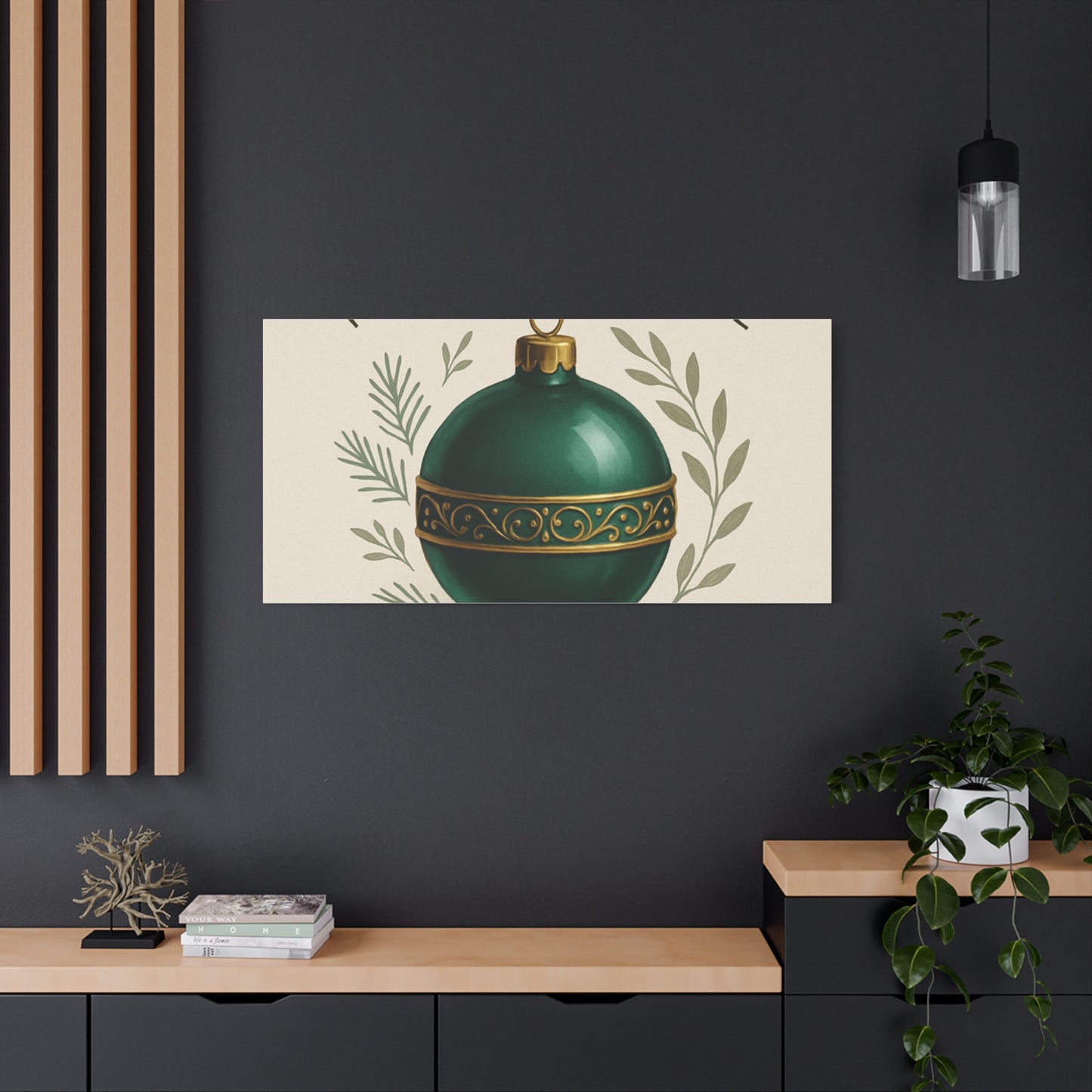 Canvas Wall Art — "Timeless Elegance" Green Ornament Holiday Decor