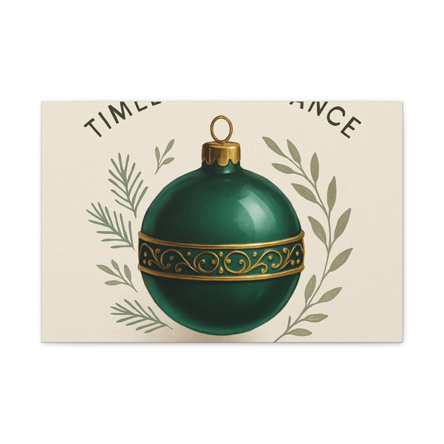 Canvas Wall Art — "Timeless Elegance" Green Ornament Holiday Decor
