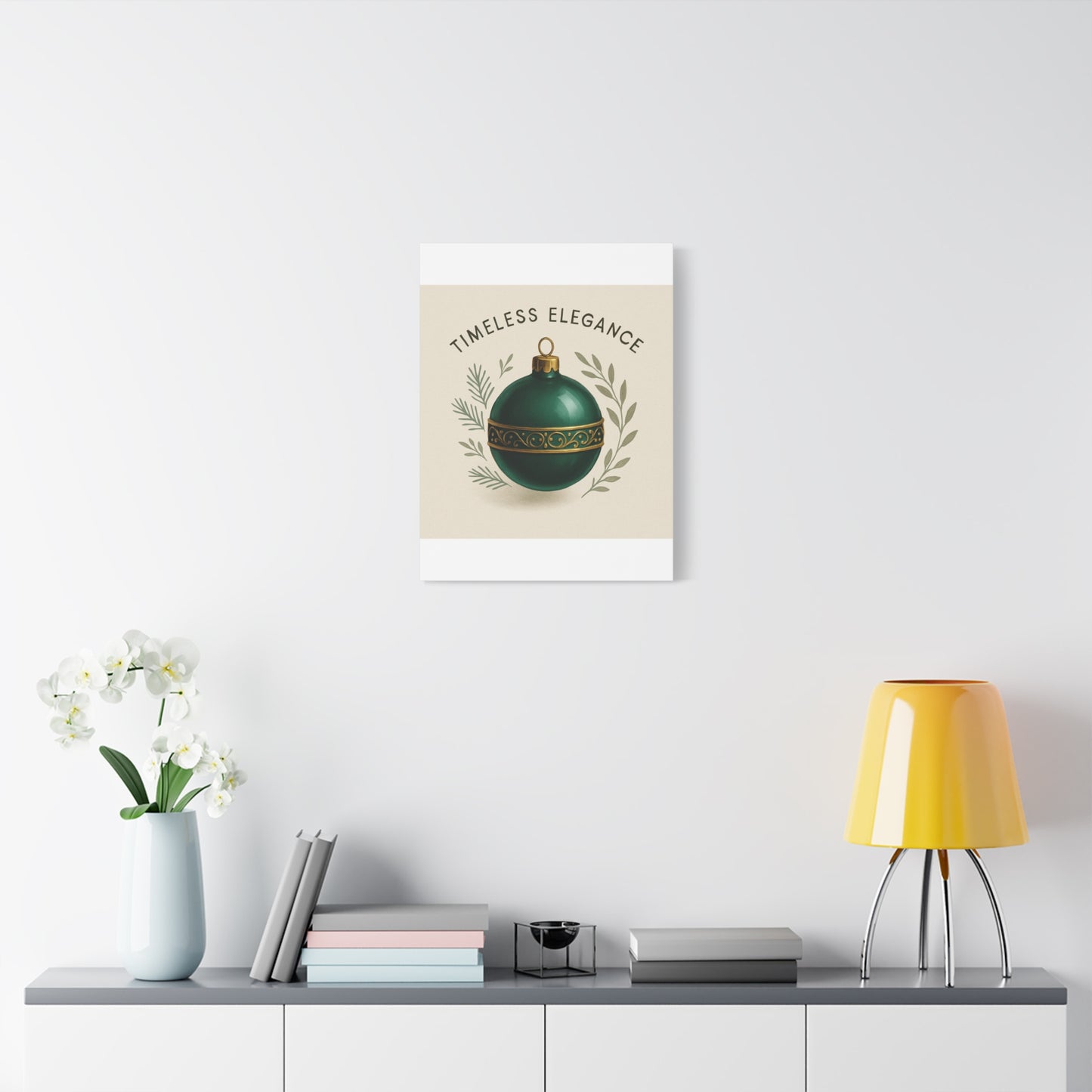Canvas Wall Art — "Timeless Elegance" Green Ornament Holiday Decor