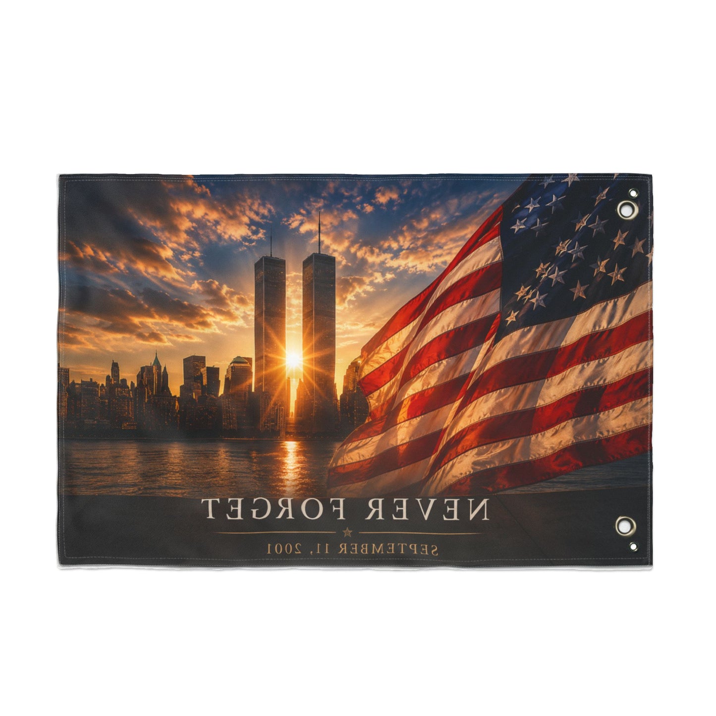 Never Forget September 11 Double-Sided Garden Flag | Twin Towers Memorial | Patriotic Flag