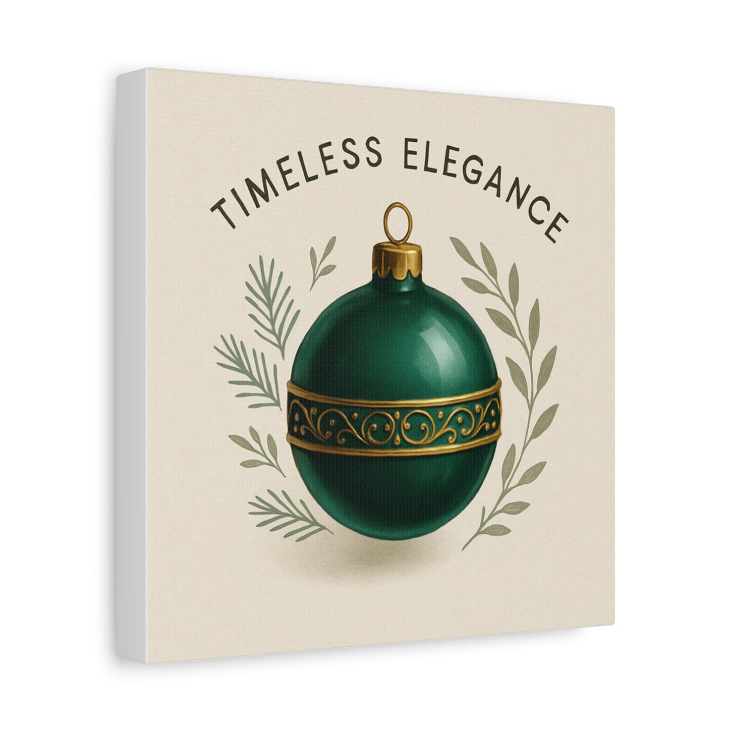 Canvas Wall Art — "Timeless Elegance" Green Ornament Holiday Decor