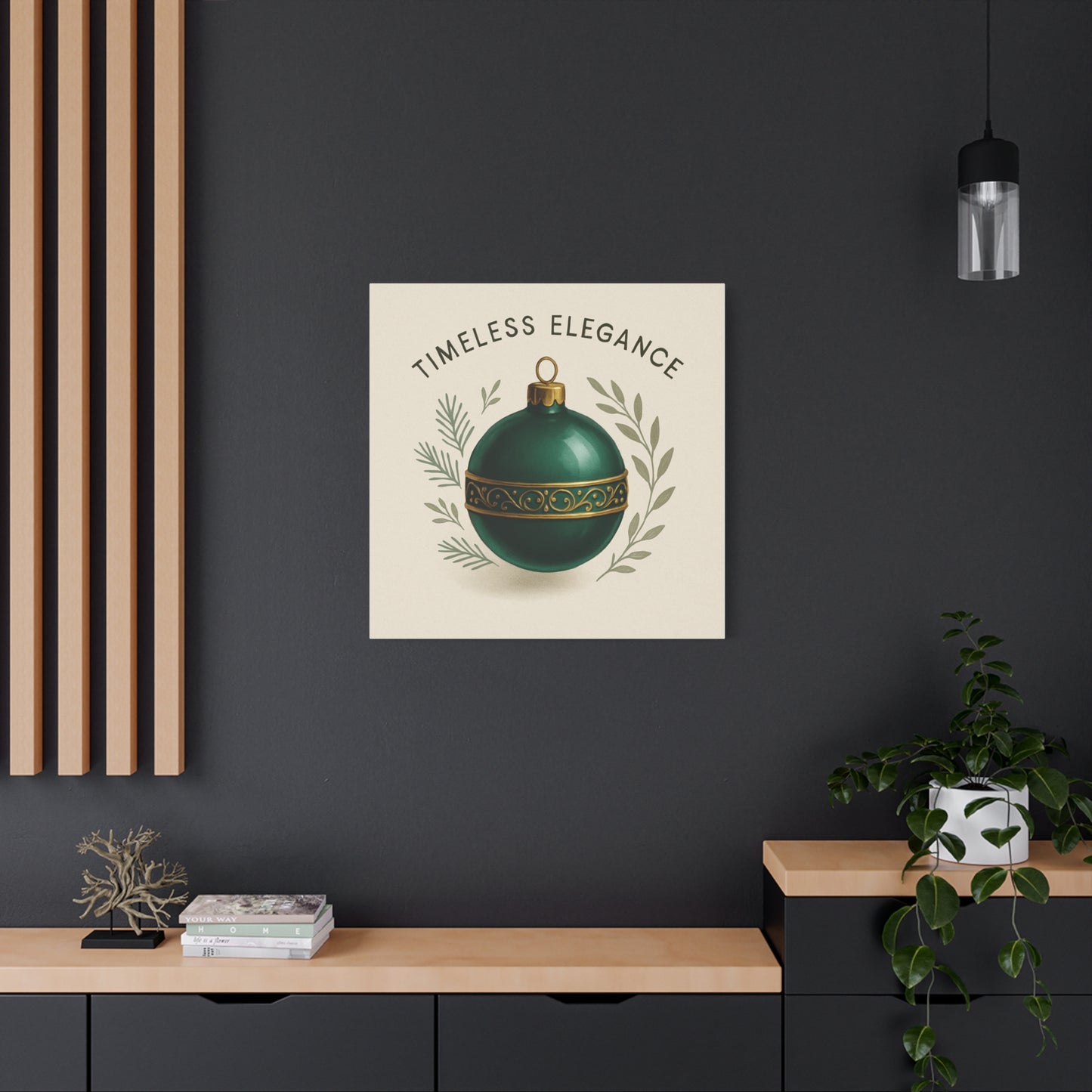 Canvas Wall Art — "Timeless Elegance" Green Ornament Holiday Decor
