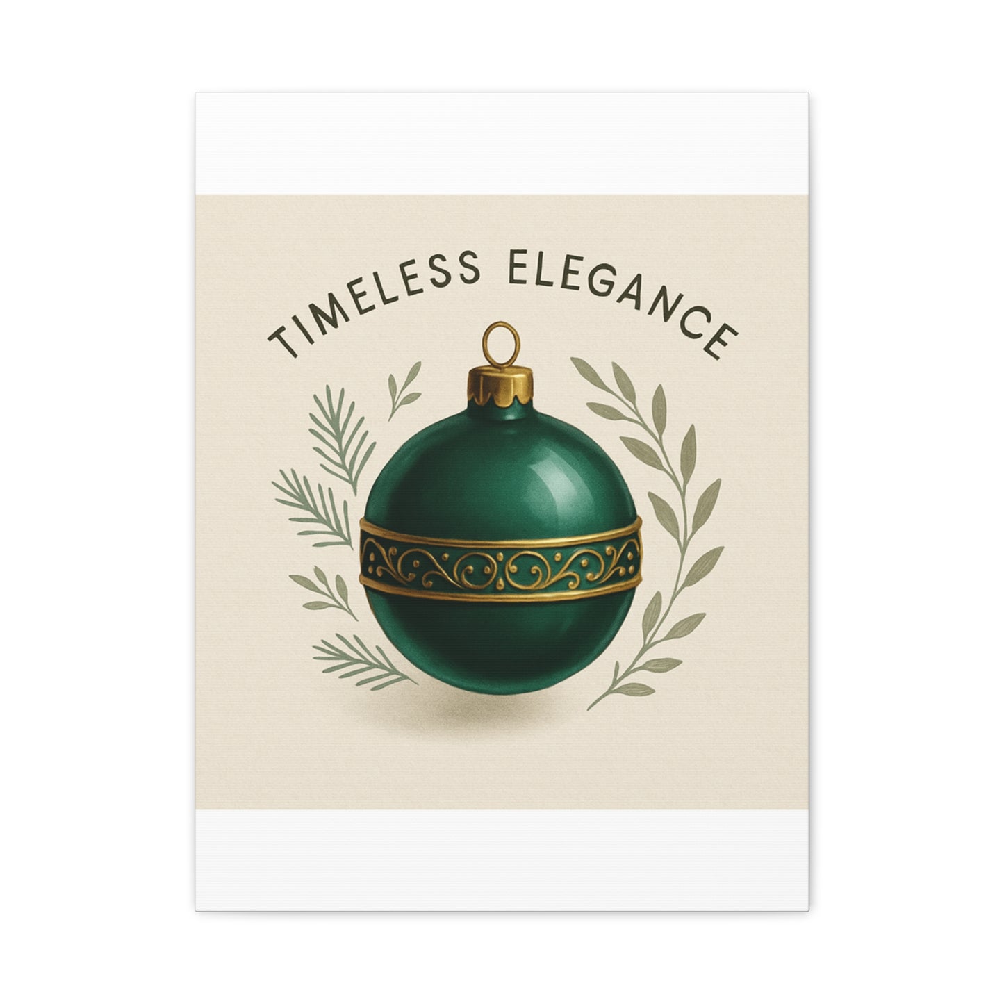 Canvas Wall Art — "Timeless Elegance" Green Ornament Holiday Decor