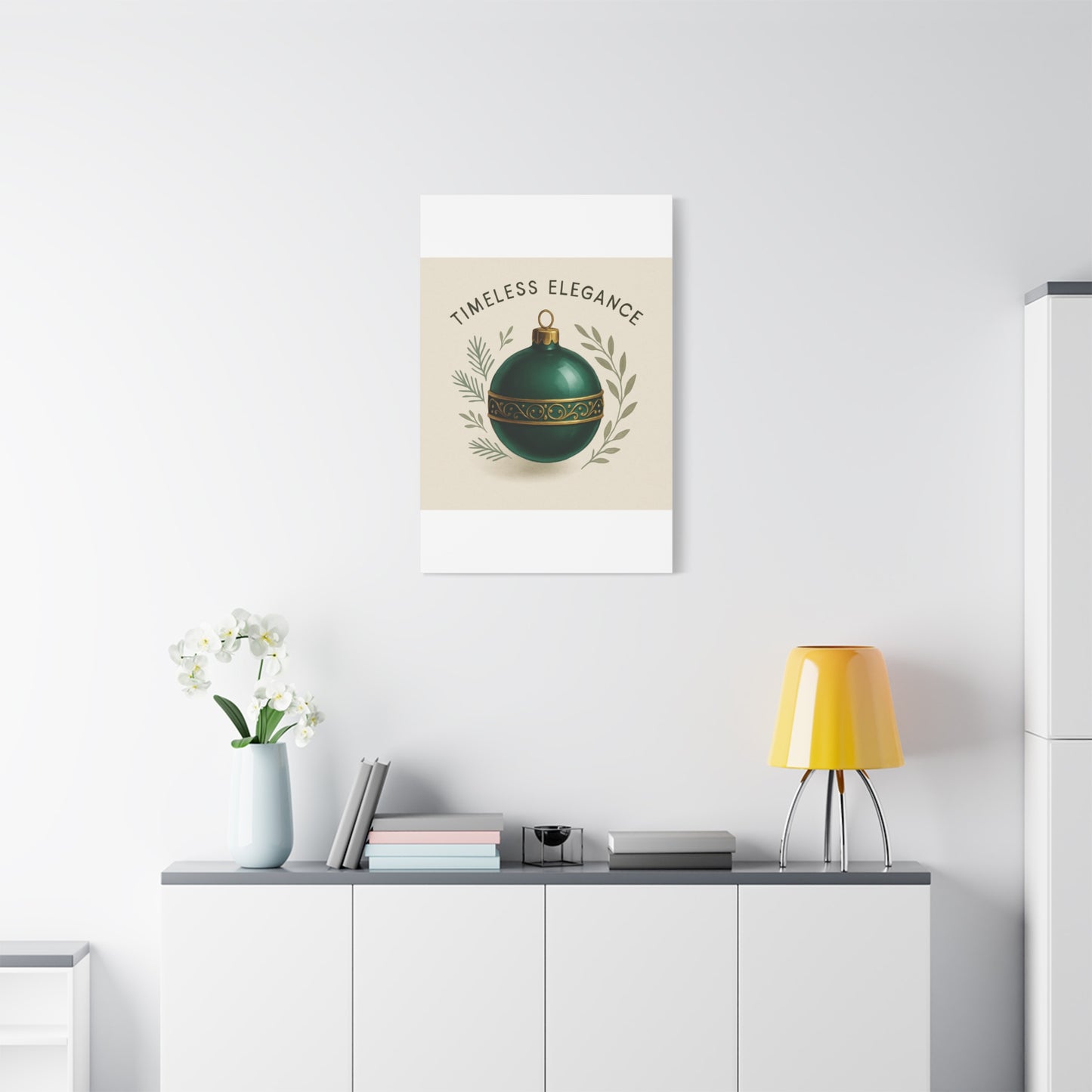 Canvas Wall Art — "Timeless Elegance" Green Ornament Holiday Decor