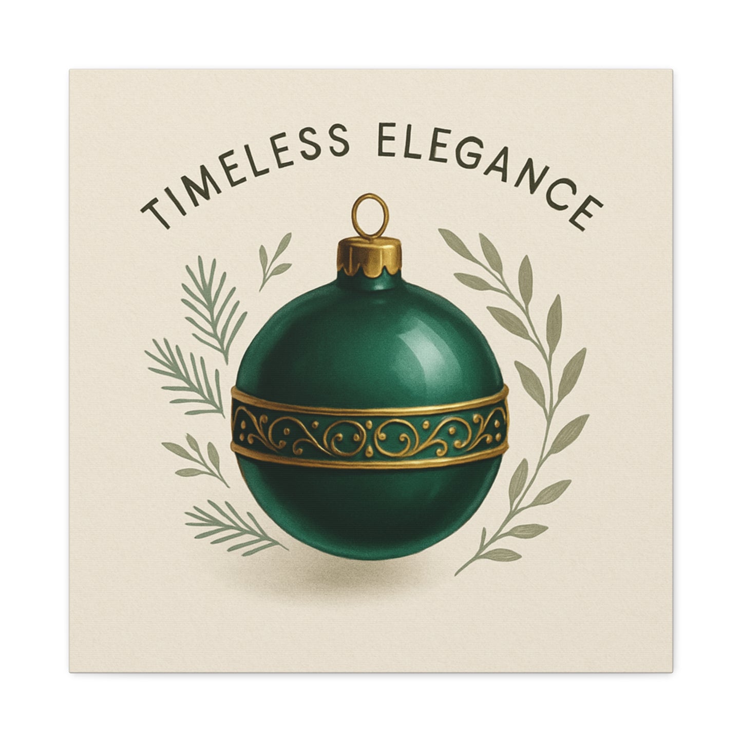 Canvas Wall Art — "Timeless Elegance" Green Ornament Holiday Decor