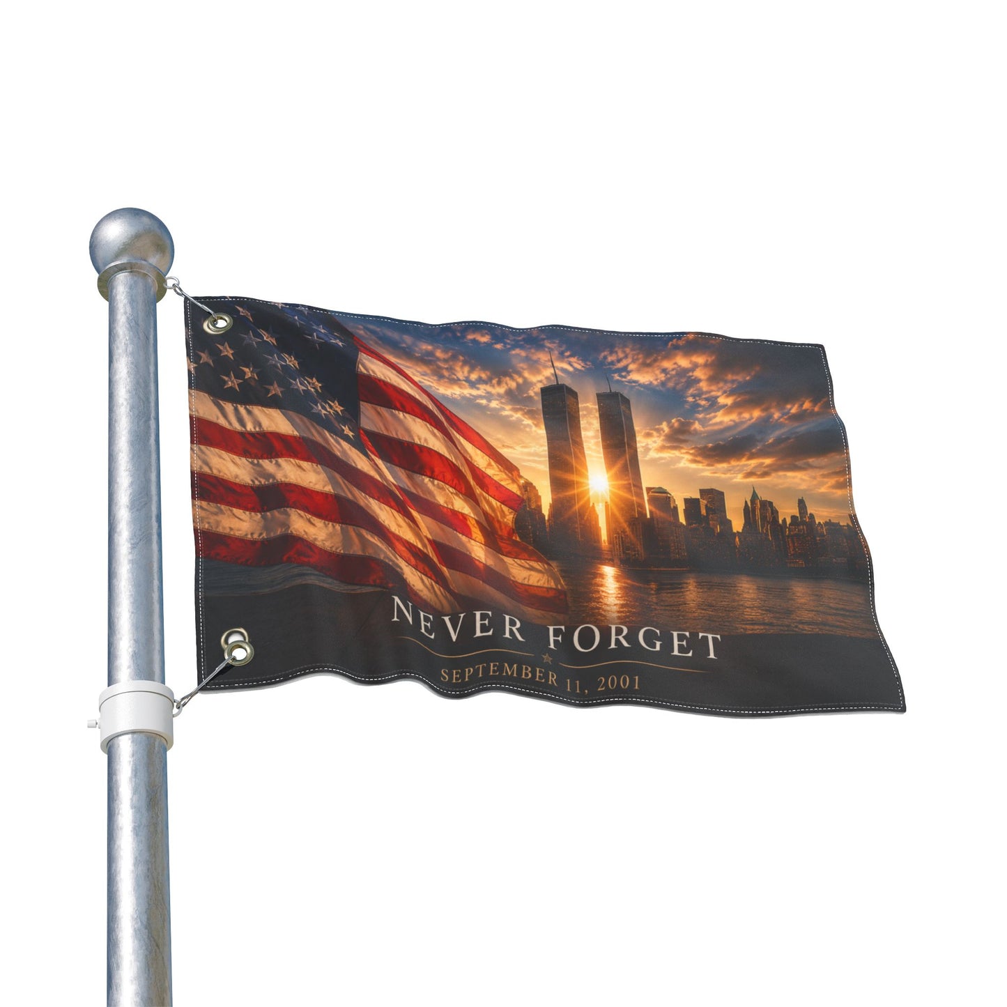 Never Forget September 11 Double-Sided Garden Flag | Twin Towers Memorial | Patriotic Flag