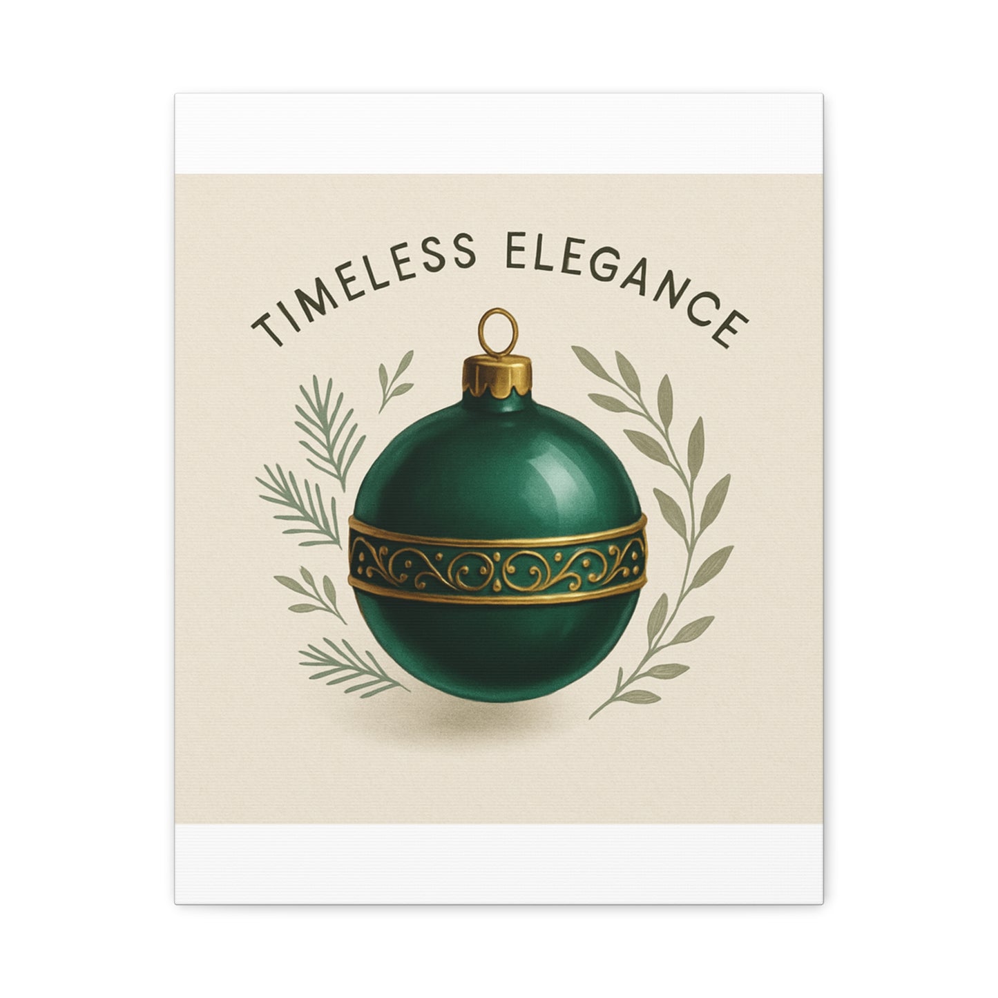 Canvas Wall Art — "Timeless Elegance" Green Ornament Holiday Decor
