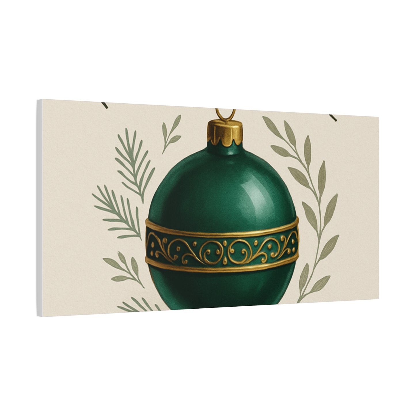 Canvas Wall Art — "Timeless Elegance" Green Ornament Holiday Decor