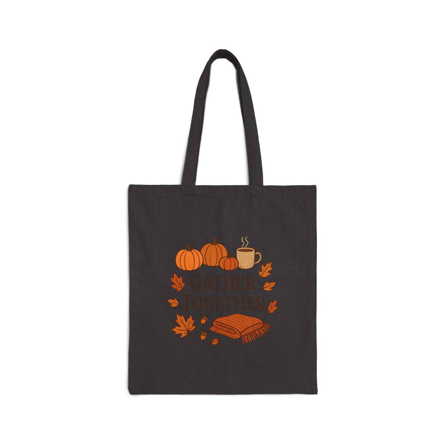 Tote Bag — "Gather Together" Autumn Pumpkin Fall Canvas Tote (Thanksgiving Gift)