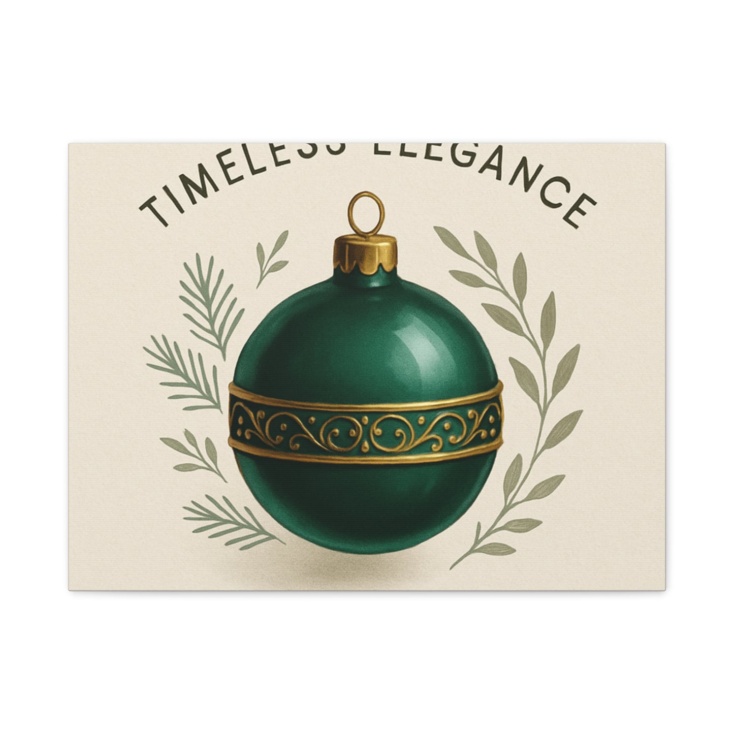 Canvas Wall Art — "Timeless Elegance" Green Ornament Holiday Decor