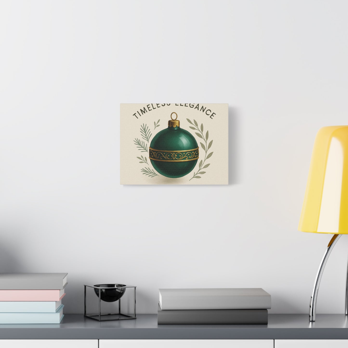 Canvas Wall Art — "Timeless Elegance" Green Ornament Holiday Decor
