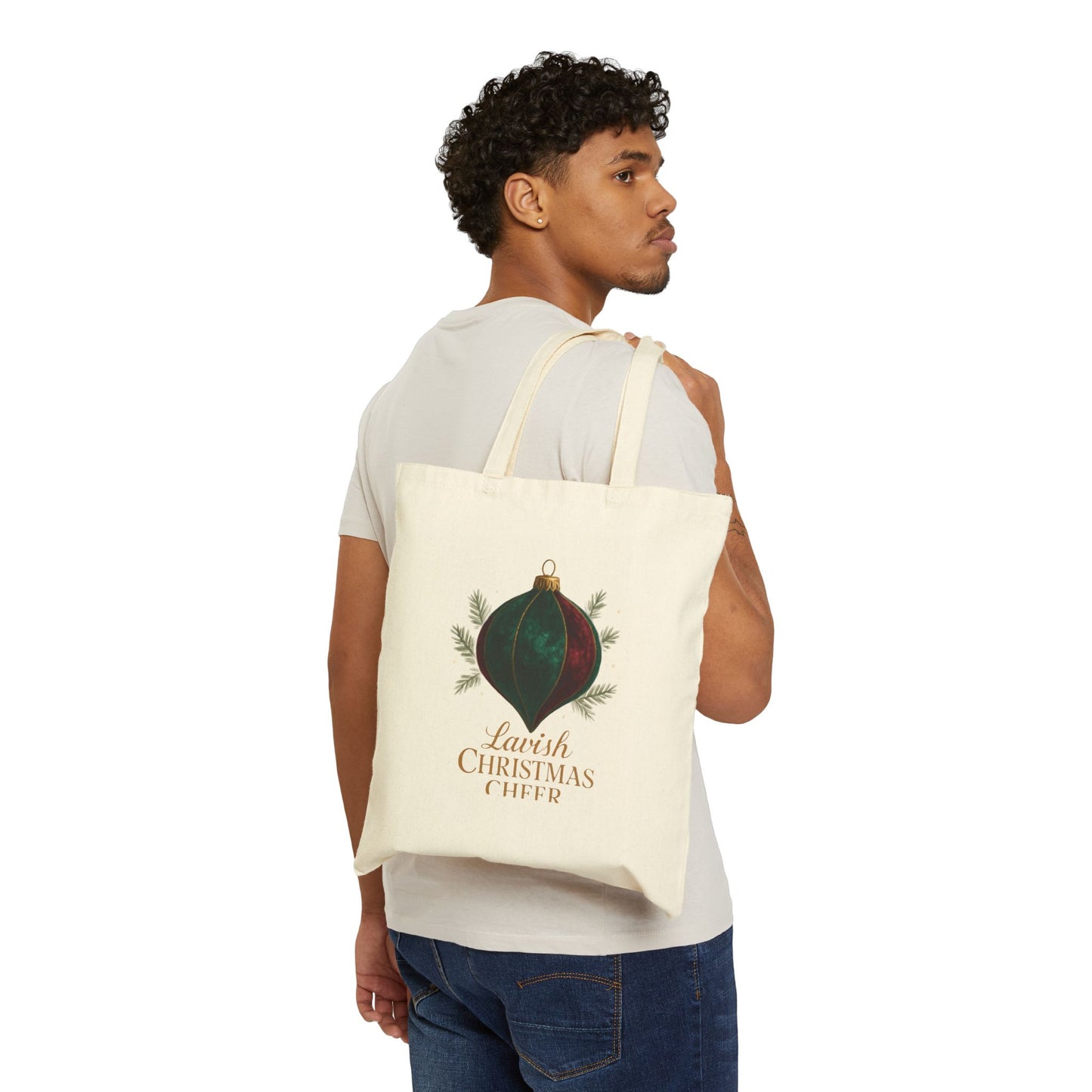 Christmas Ornament Tote Bag — “Lavish Christmas Cheer” Holiday Canvas Tote
