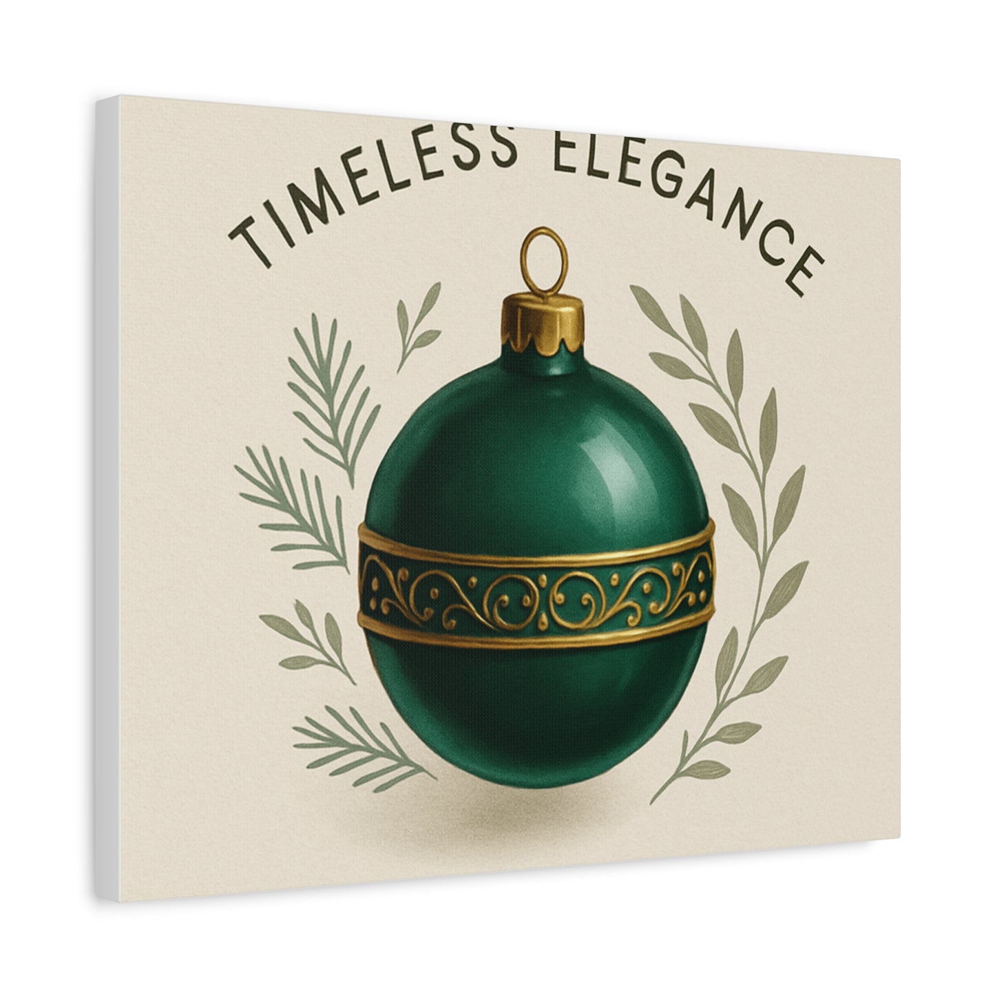 Canvas Wall Art — "Timeless Elegance" Green Ornament Holiday Decor