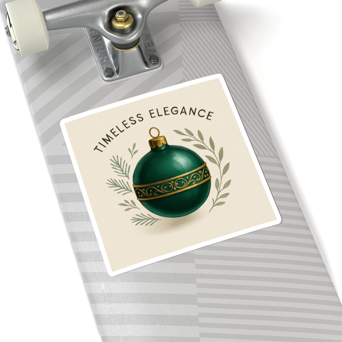 Timeless Elegance Green Ornament Sticker — Holiday Kiss-Cut Sticker