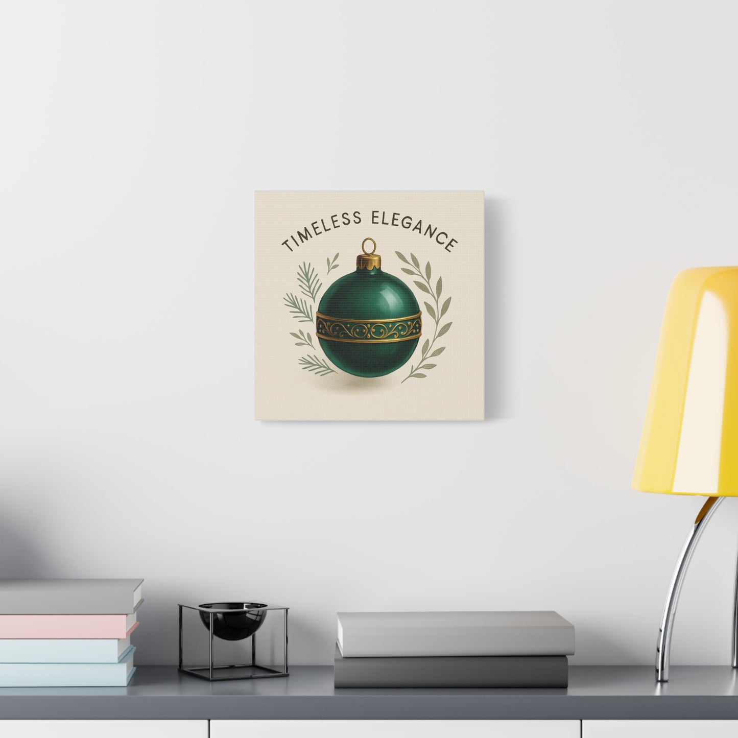 Canvas Wall Art — "Timeless Elegance" Green Ornament Holiday Decor