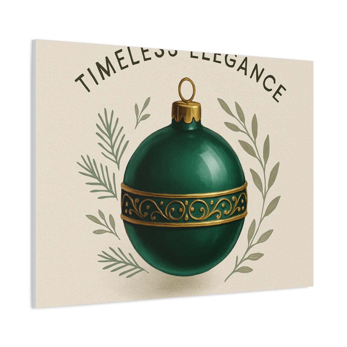 Canvas Wall Art — "Timeless Elegance" Green Ornament Holiday Decor