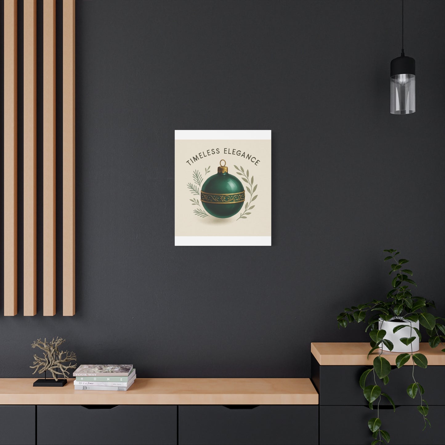 Canvas Wall Art — "Timeless Elegance" Green Ornament Holiday Decor