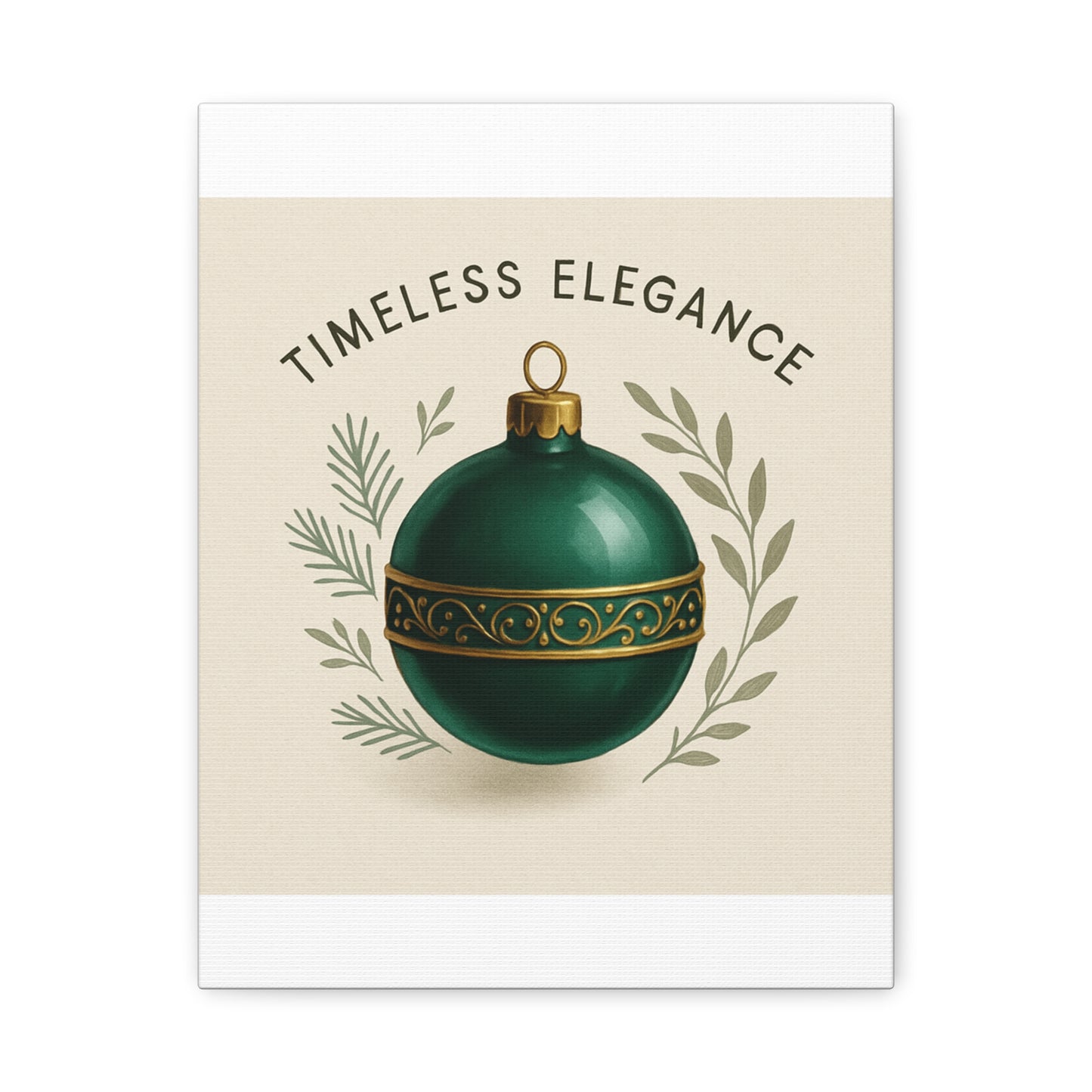 Canvas Wall Art — "Timeless Elegance" Green Ornament Holiday Decor