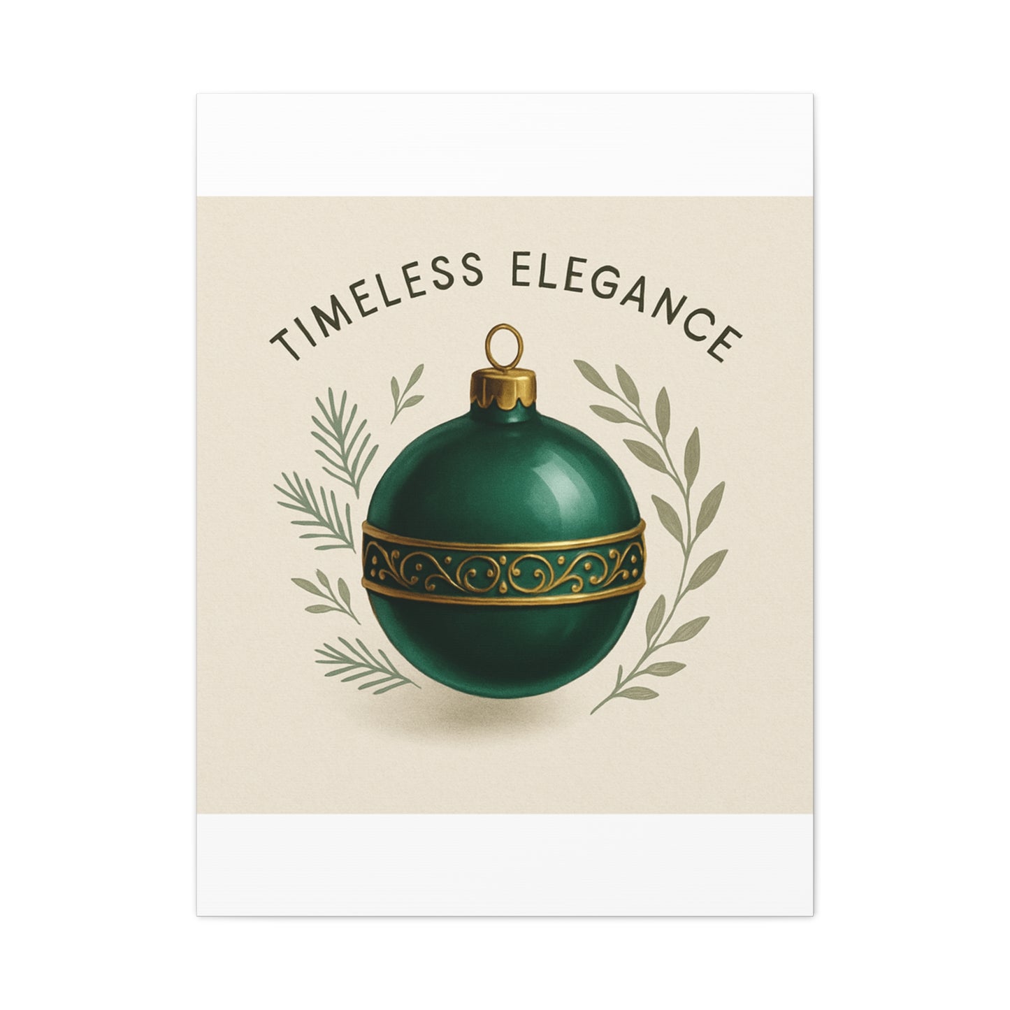 Canvas Wall Art — "Timeless Elegance" Green Ornament Holiday Decor