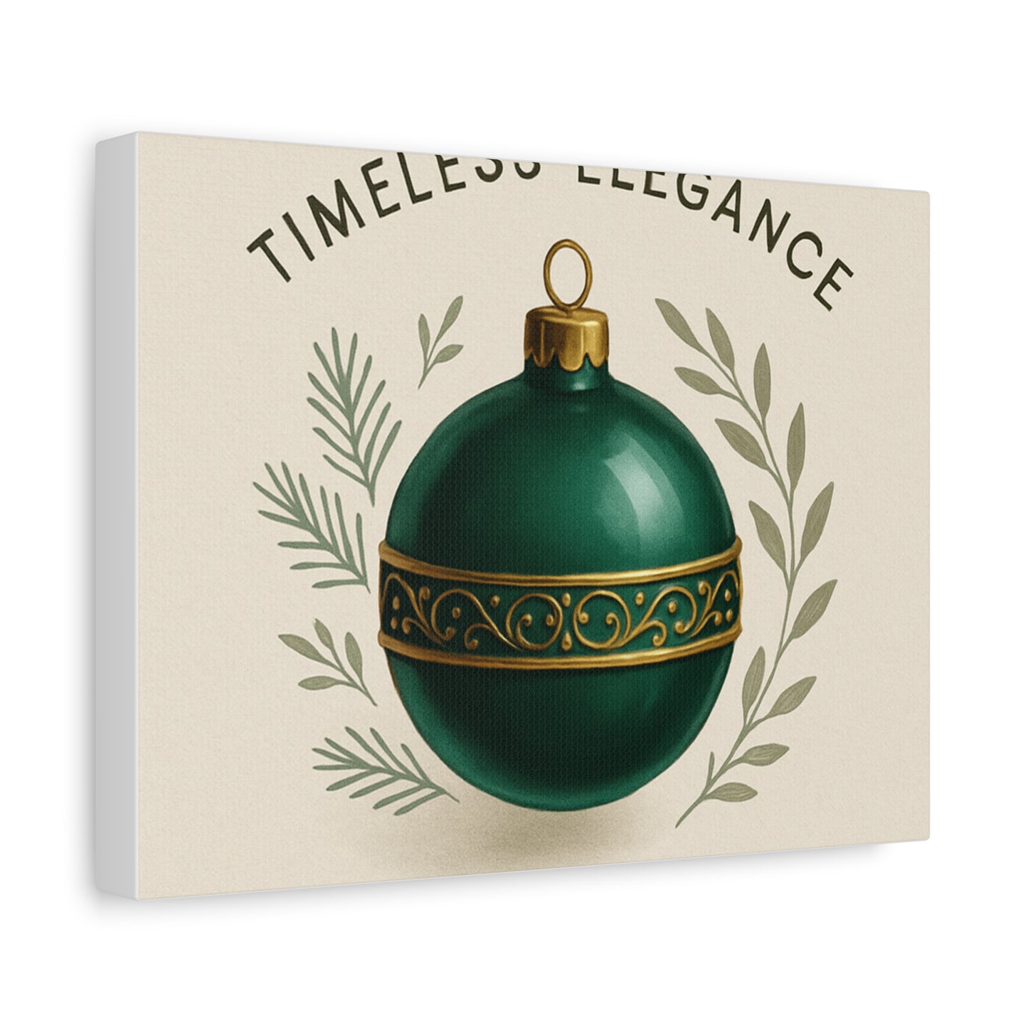Canvas Wall Art — "Timeless Elegance" Green Ornament Holiday Decor