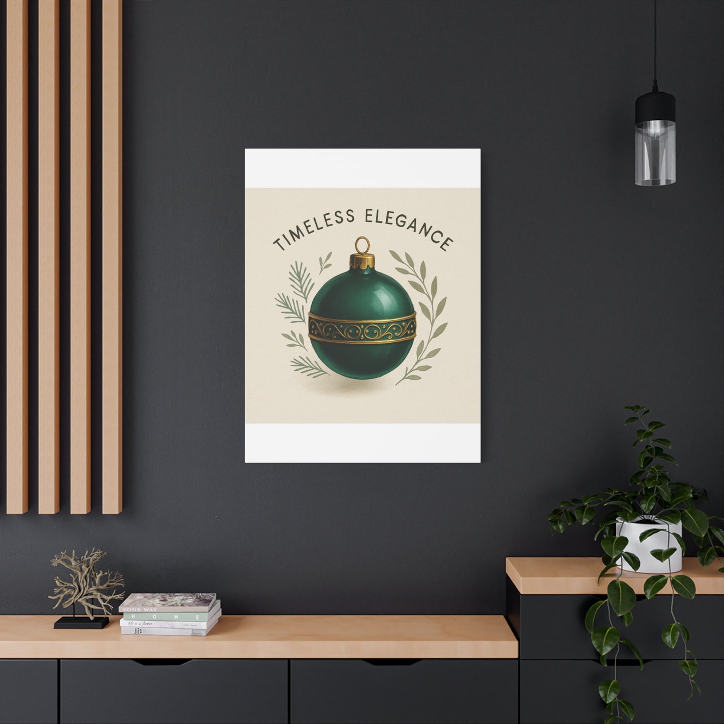 Canvas Wall Art — "Timeless Elegance" Green Ornament Holiday Decor