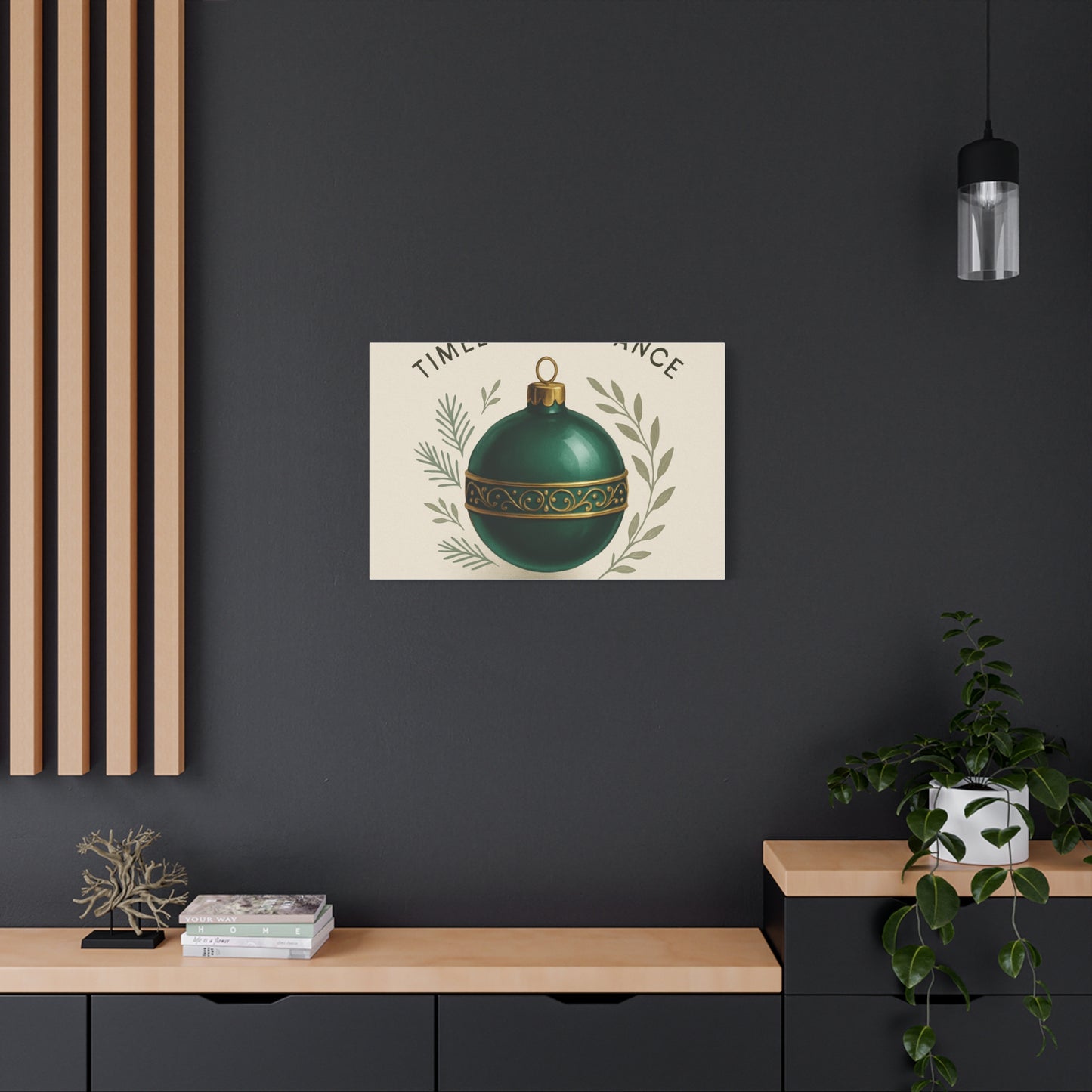 Canvas Wall Art — "Timeless Elegance" Green Ornament Holiday Decor