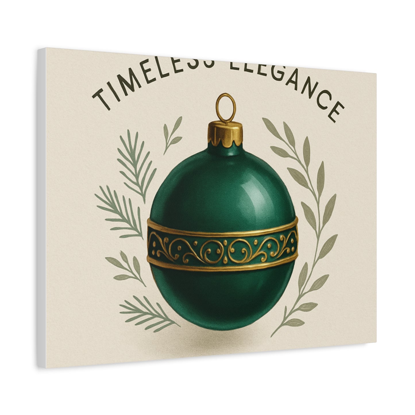 Canvas Wall Art — "Timeless Elegance" Green Ornament Holiday Decor