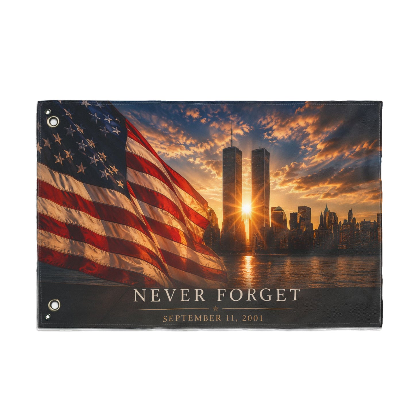 Never Forget September 11 Double-Sided Garden Flag | Twin Towers Memorial | Patriotic Flag