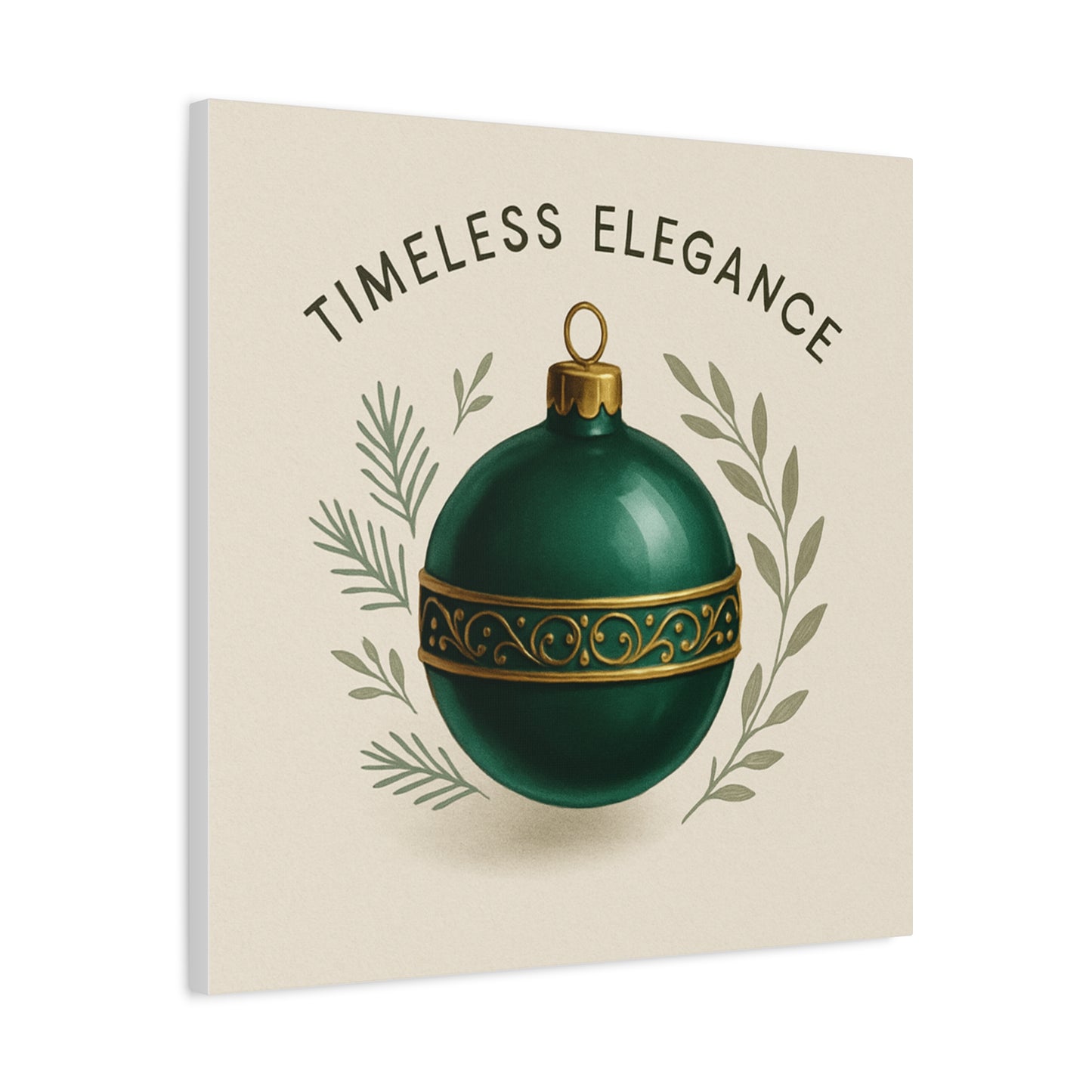Canvas Wall Art — "Timeless Elegance" Green Ornament Holiday Decor