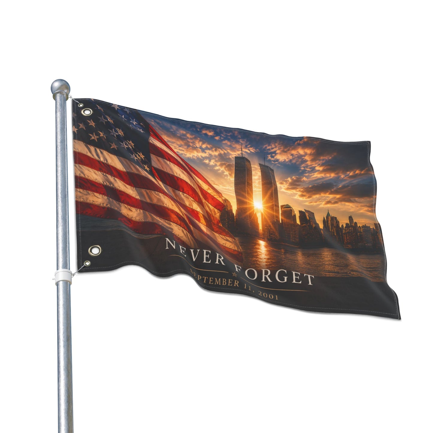 Never Forget September 11 Double-Sided Garden Flag | Twin Towers Memorial | Patriotic Flag