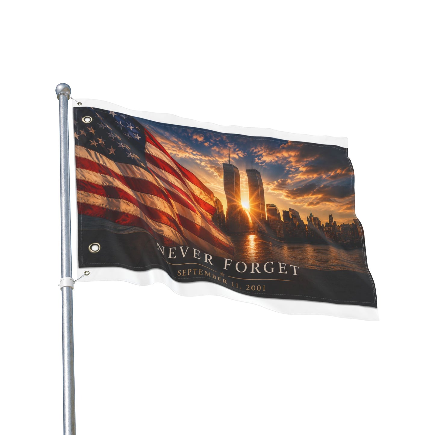 Never Forget September 11 Double-Sided Garden Flag | Twin Towers Memorial | Patriotic Flag