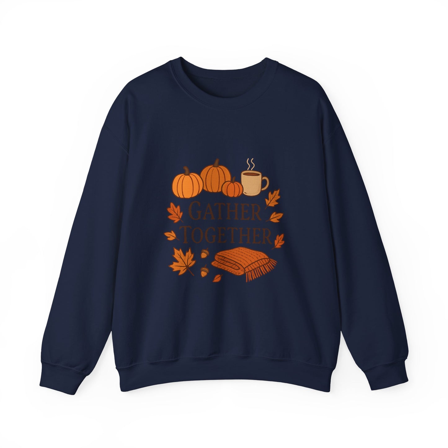 Gather Together Sweatshirt — Cozy Fall Pumpkin & Leaves Crewneck