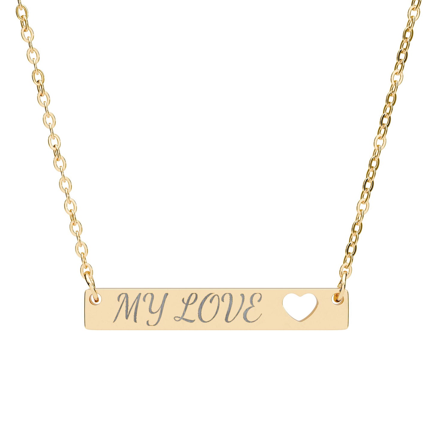 Cutout Heart Bar Necklace (Engraving)
