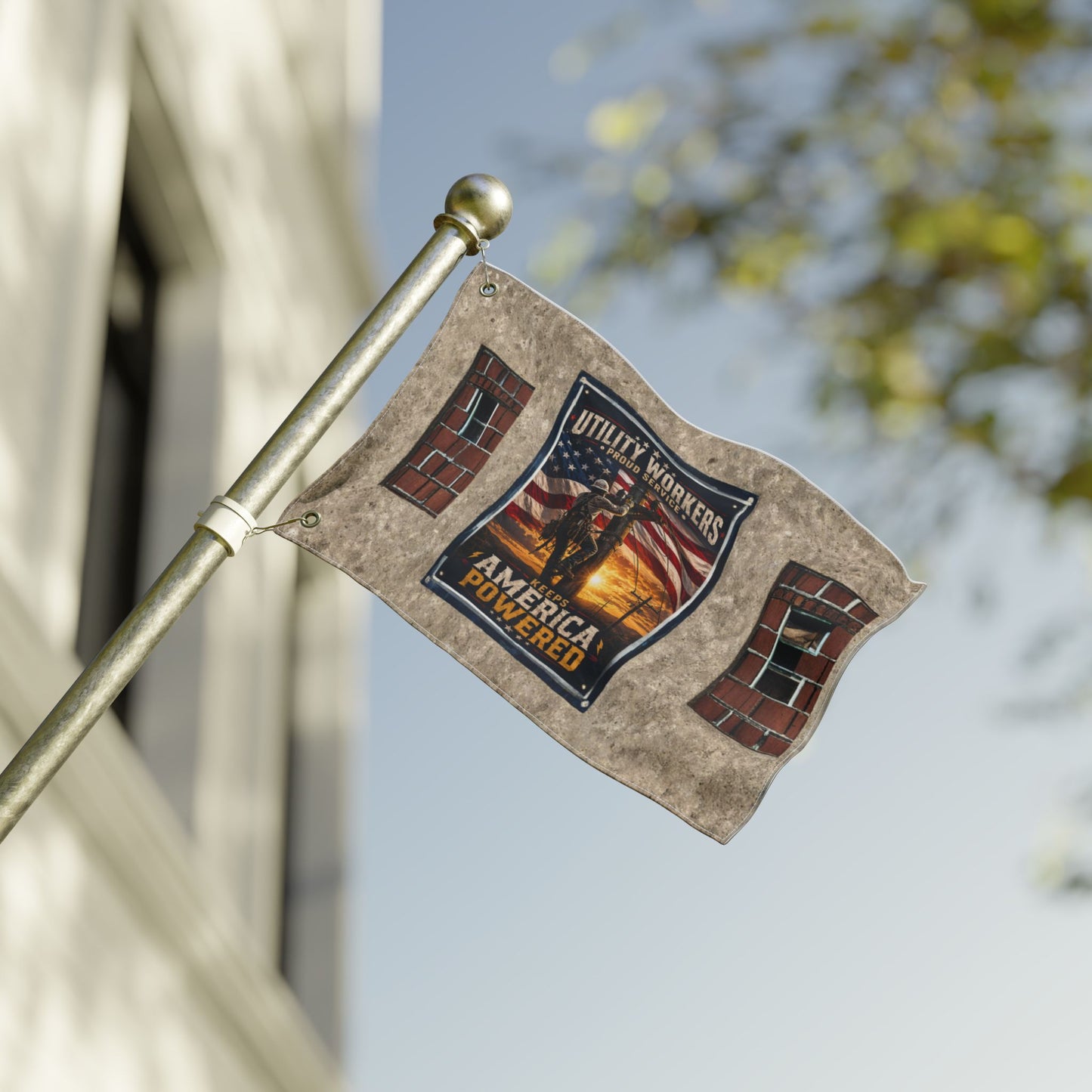 Utility Workers Proud Service Garden Flag | America Powered