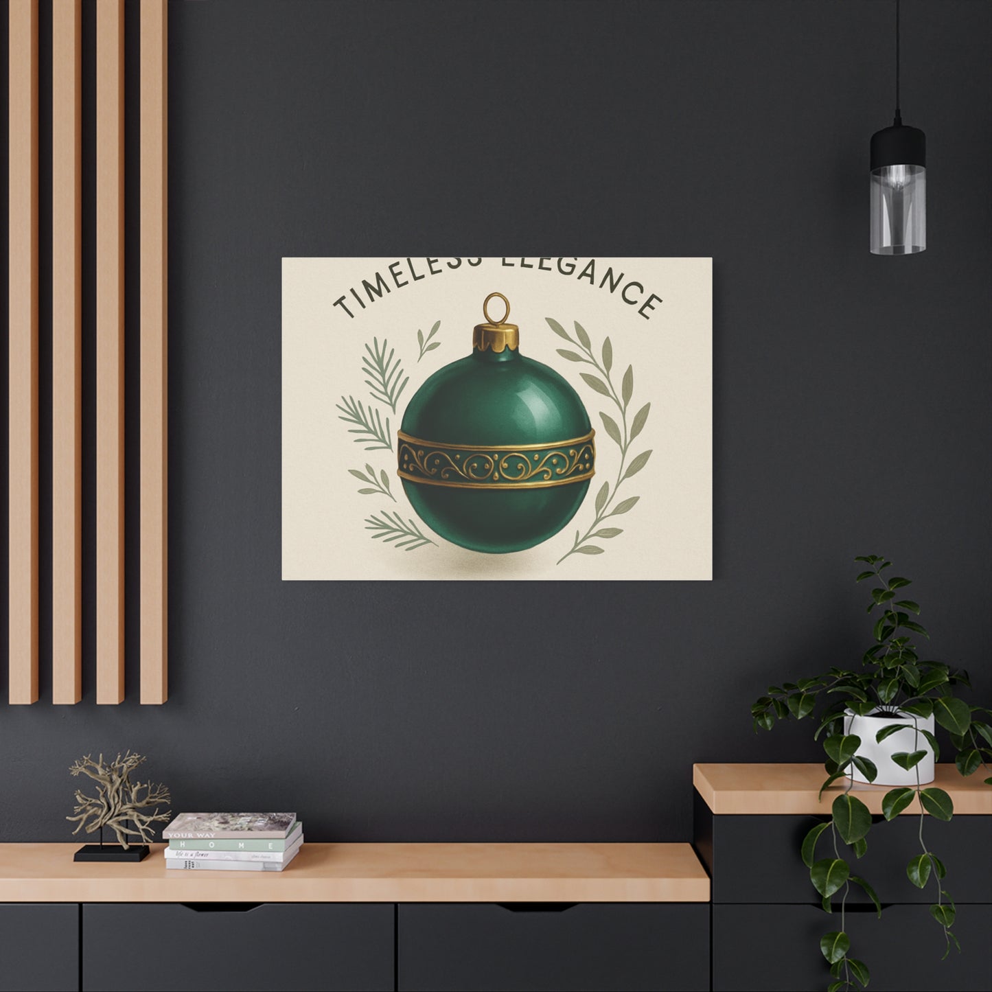 Canvas Wall Art — "Timeless Elegance" Green Ornament Holiday Decor